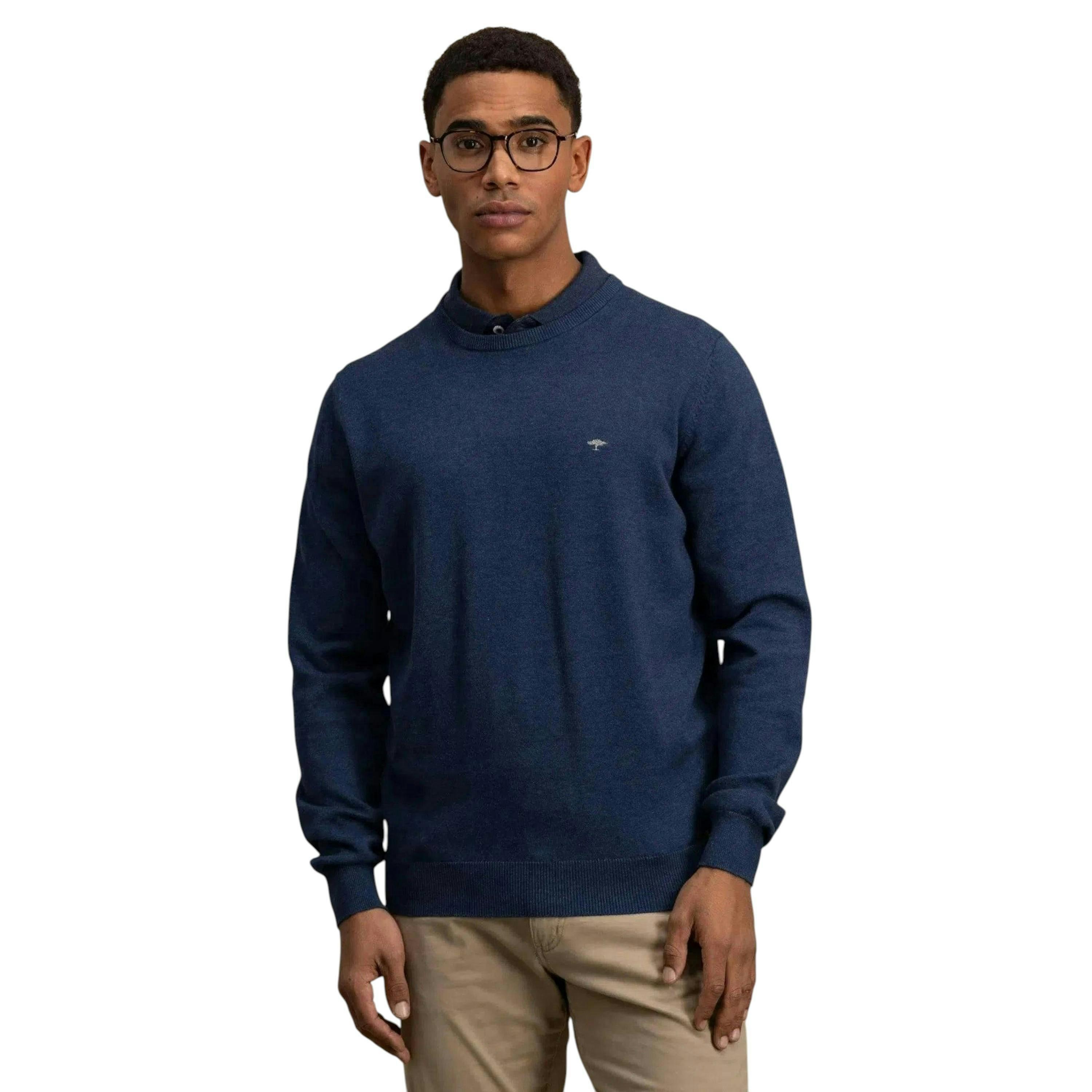 Superfine Cotton Crewneck Knit Night , view 2 of 5