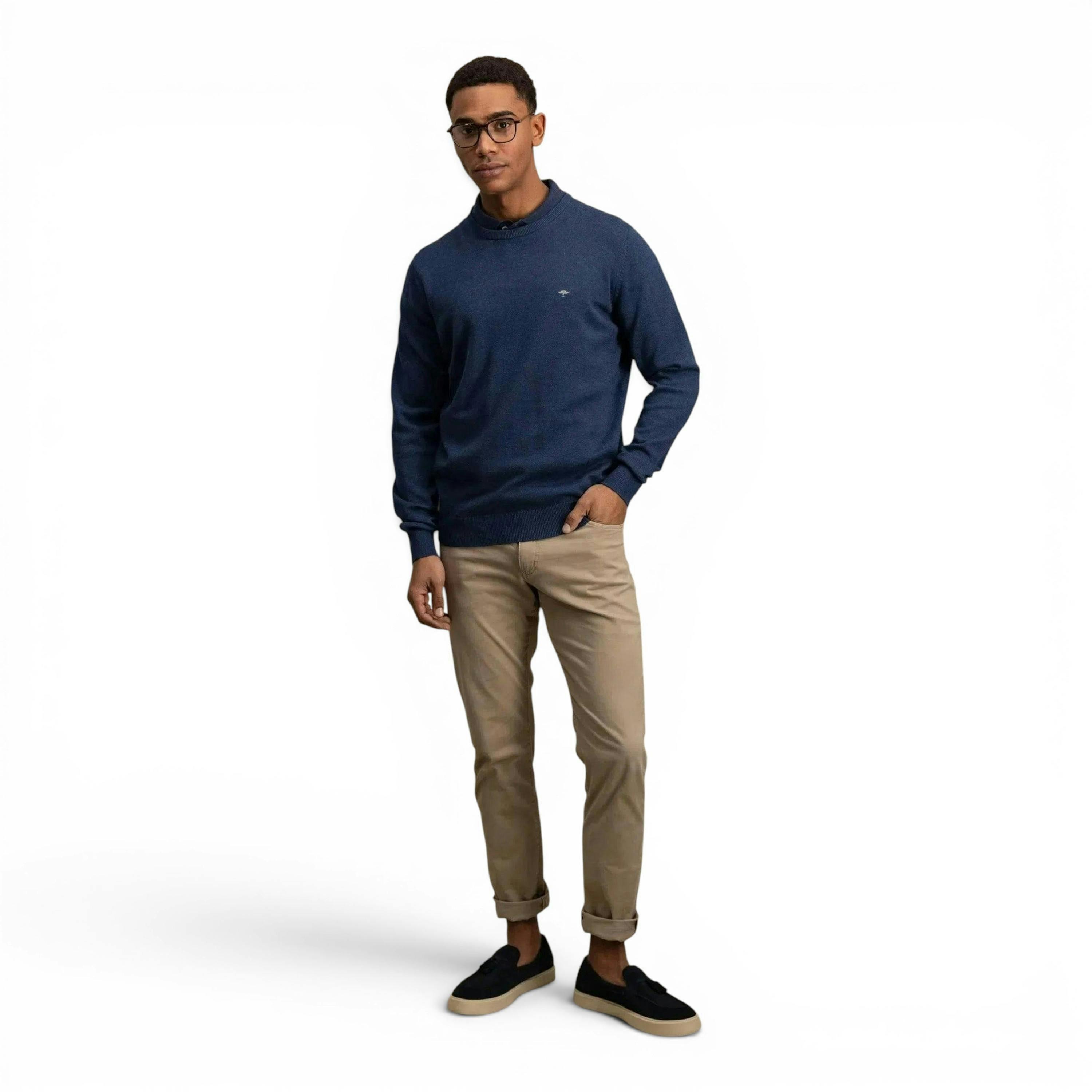 Superfine Cotton Crewneck Knit Night , view 3 of 5
