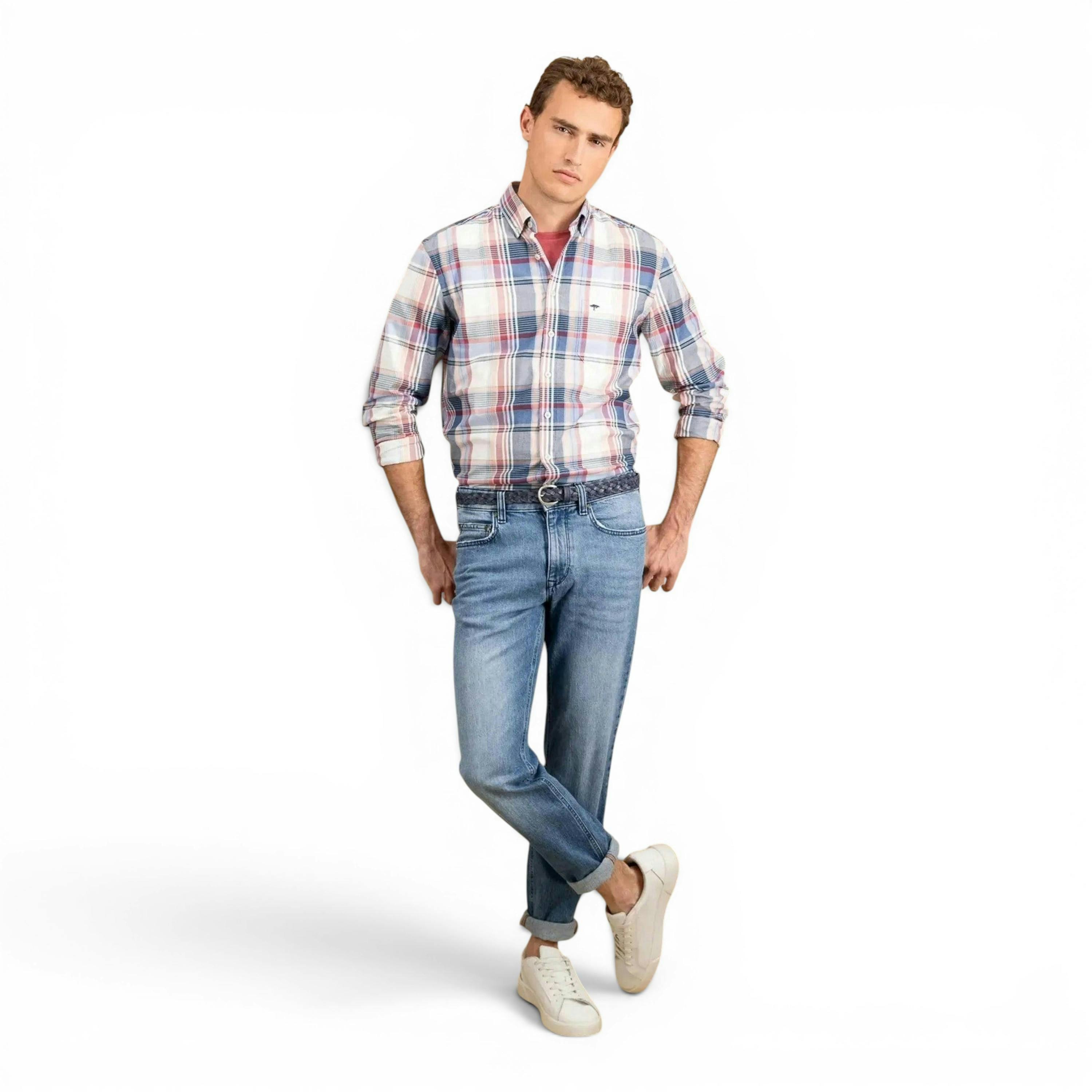 Multicoloured Washed Oxford B.D. Shirt Berry , view 2 of 4