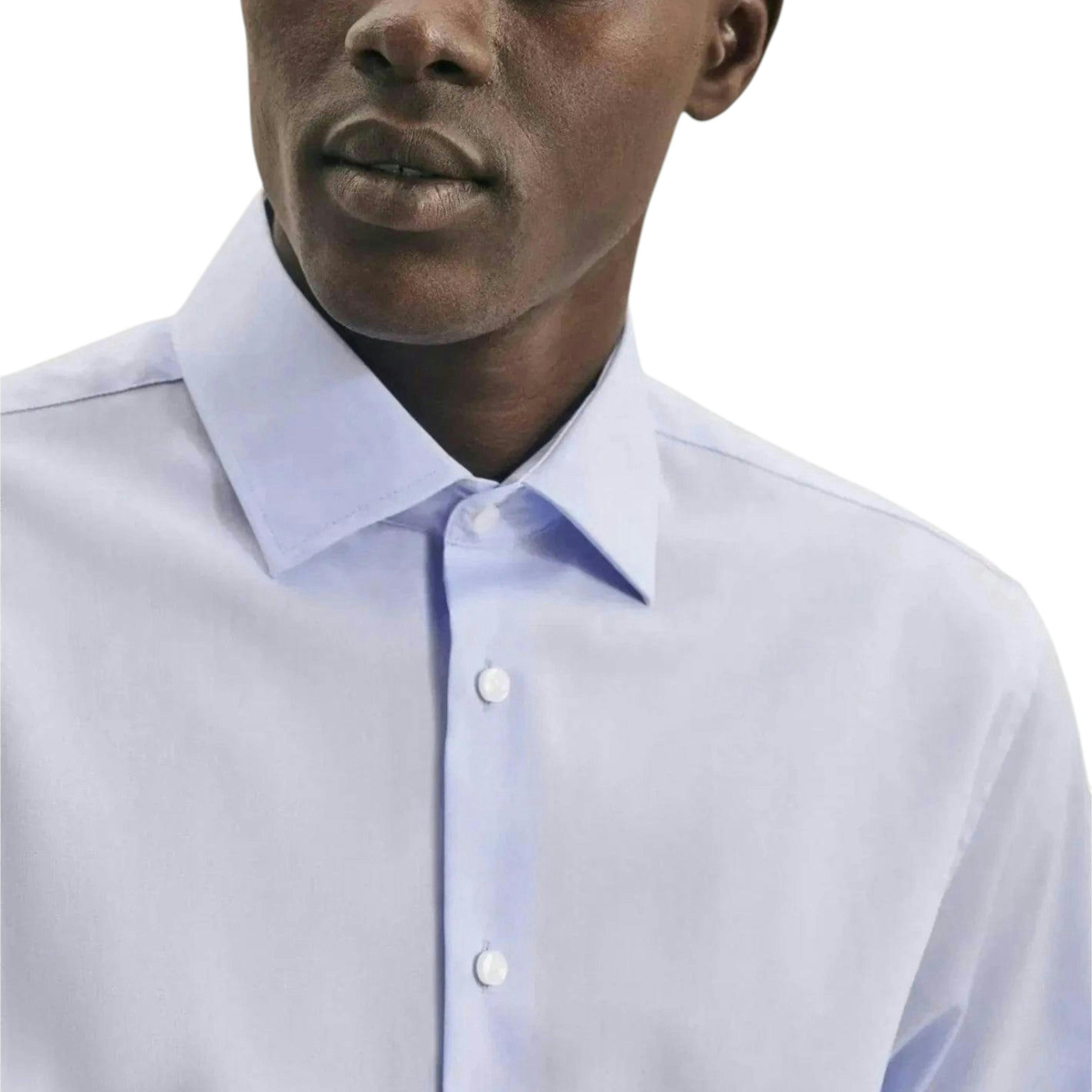 Seidensticker Shaped Fit No Iron Kent Collar Business Shirt Light Blue , view 3 of 6