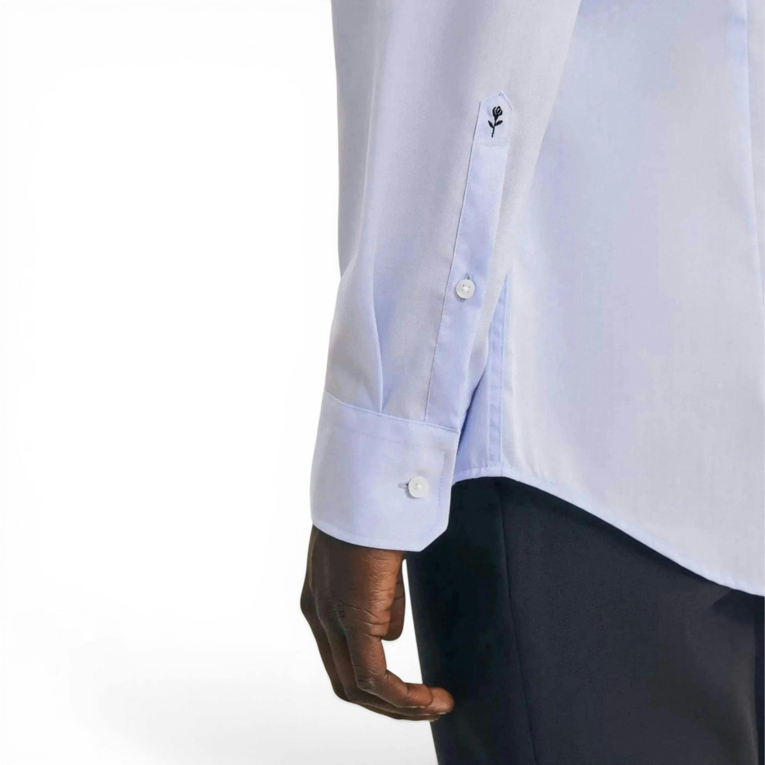 Seidensticker Shaped Fit No Iron Kent Collar Business Shirt Light Blue , view 4 of 6