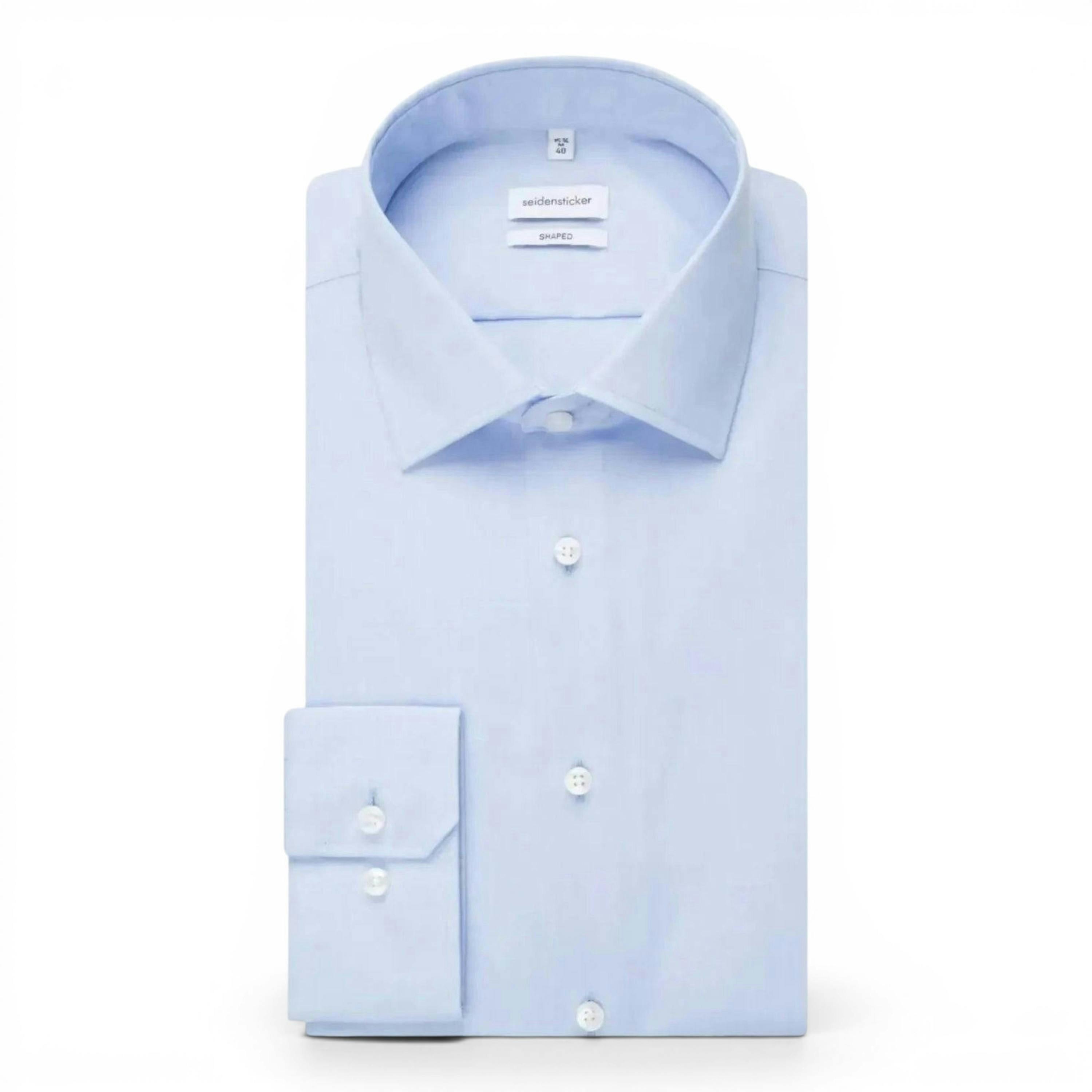 Seidensticker Shaped Fit No Iron Kent Collar Business Shirt Light Blue , view 6 of 6