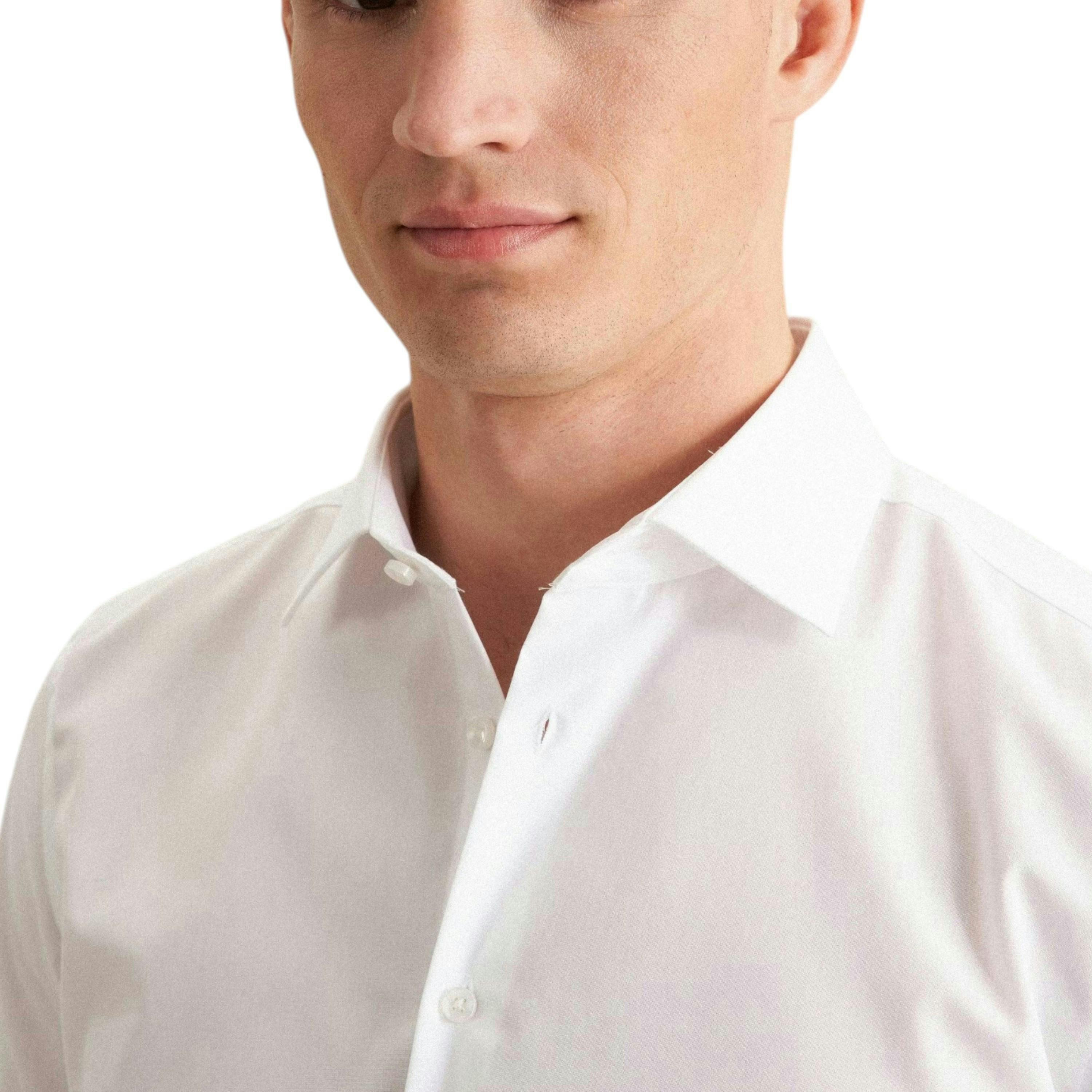 Shaped Fit No Iron Kent Collar Business Shirt White , view 3 of 6
