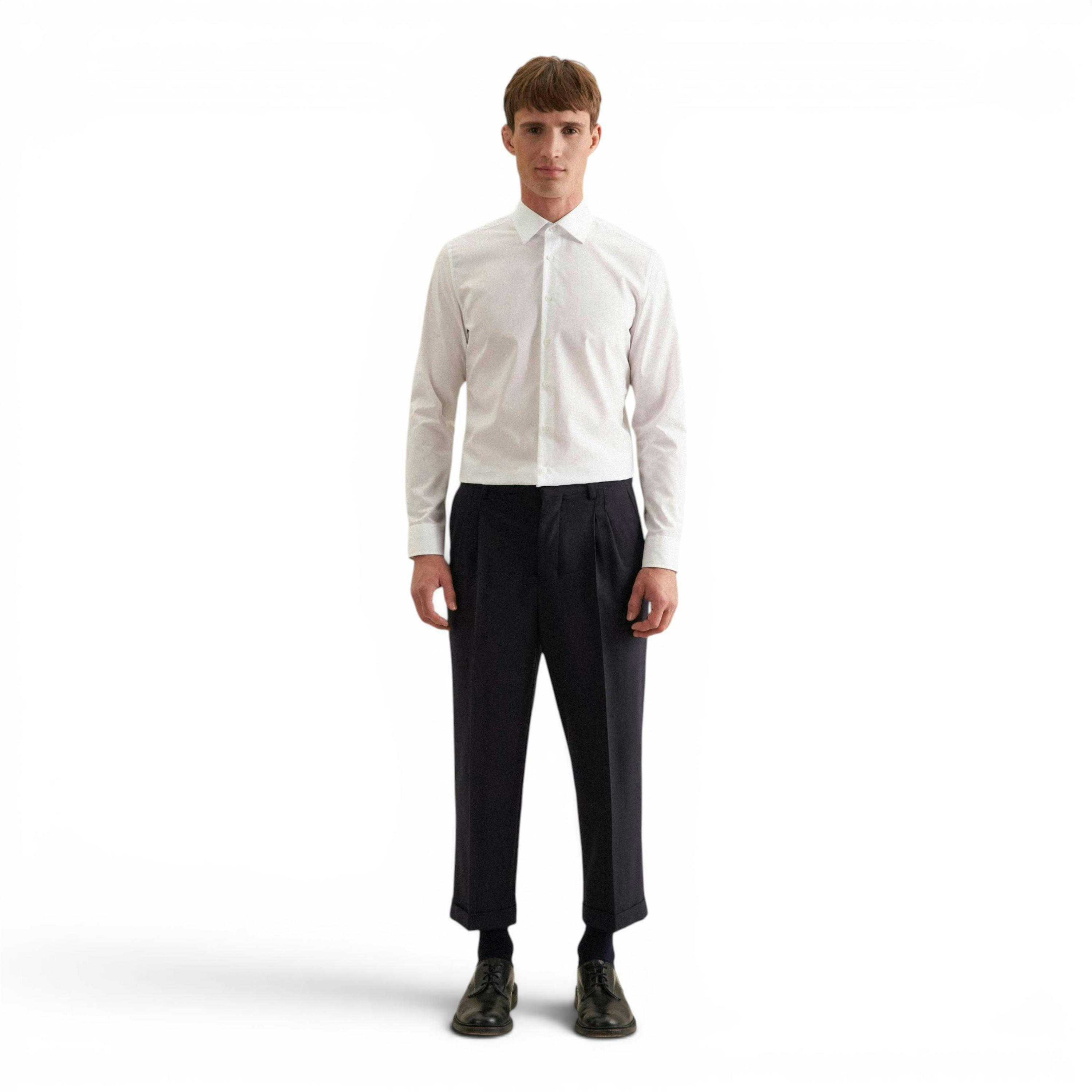 Shaped Fit No Iron Kent Collar Business Shirt White , view 5 of 6