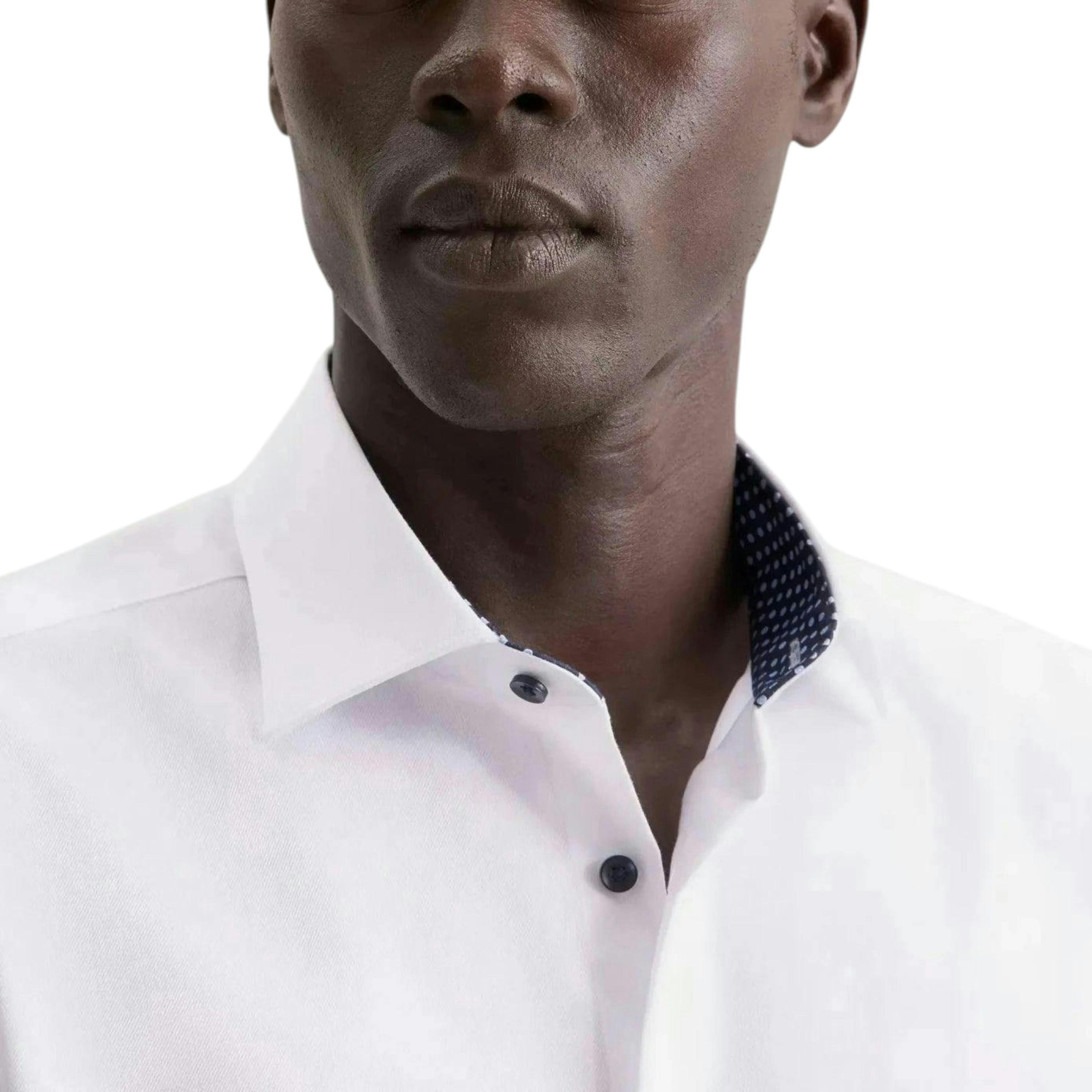Regular Fit No Iron Contrast Kent Collar Business Shirt White , view 3 of 6