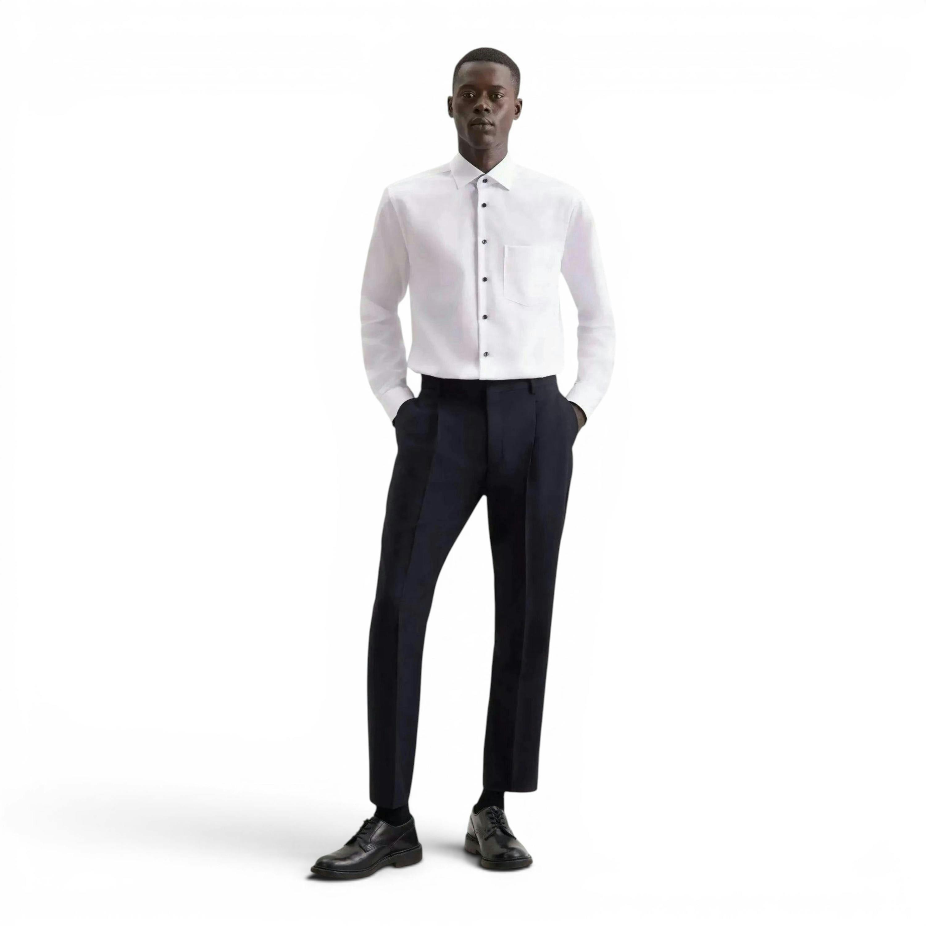 Regular Fit No Iron Contrast Kent Collar Business Shirt White , view 5 of 6