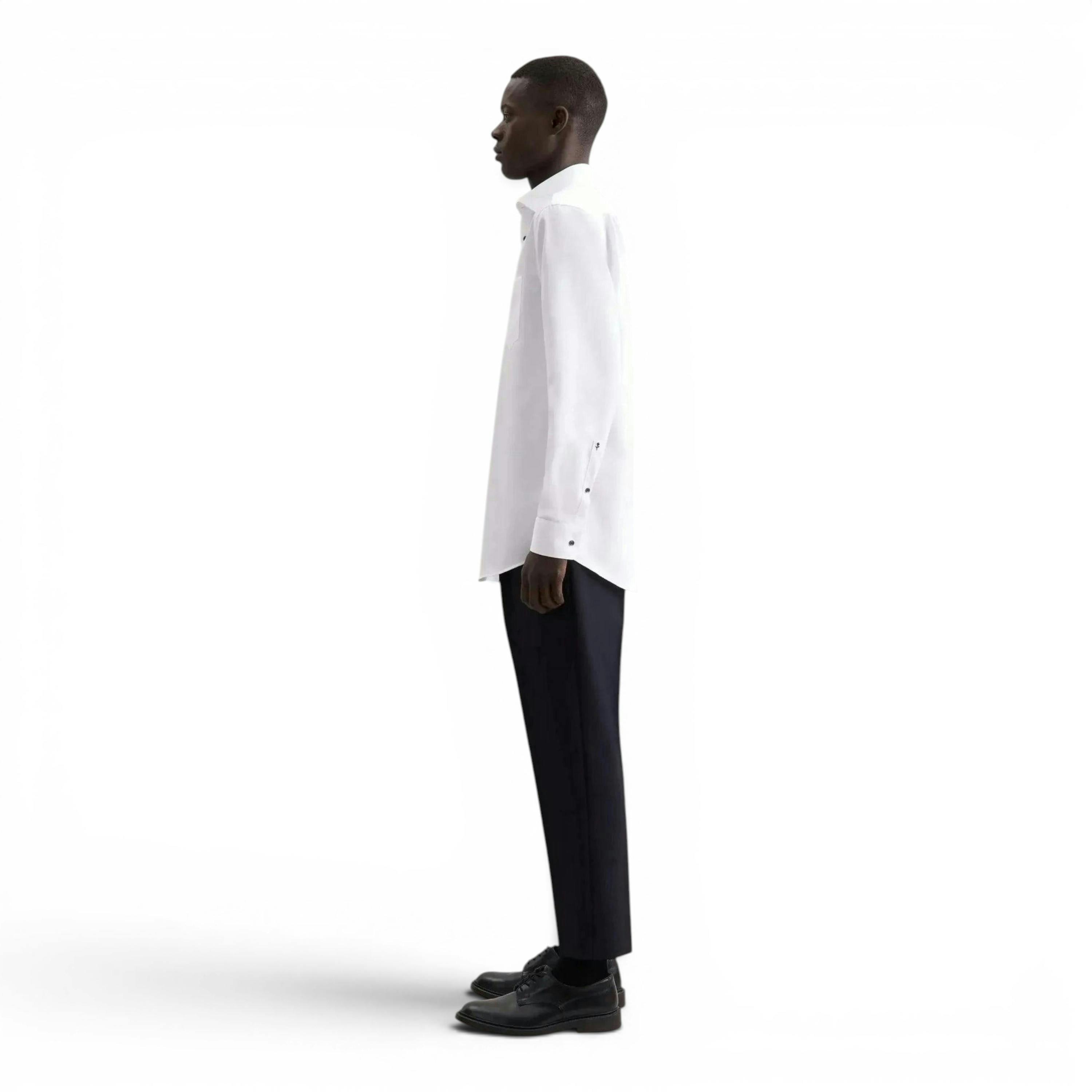 Regular Fit No Iron Contrast Kent Collar Business Shirt White , view 6 of 6