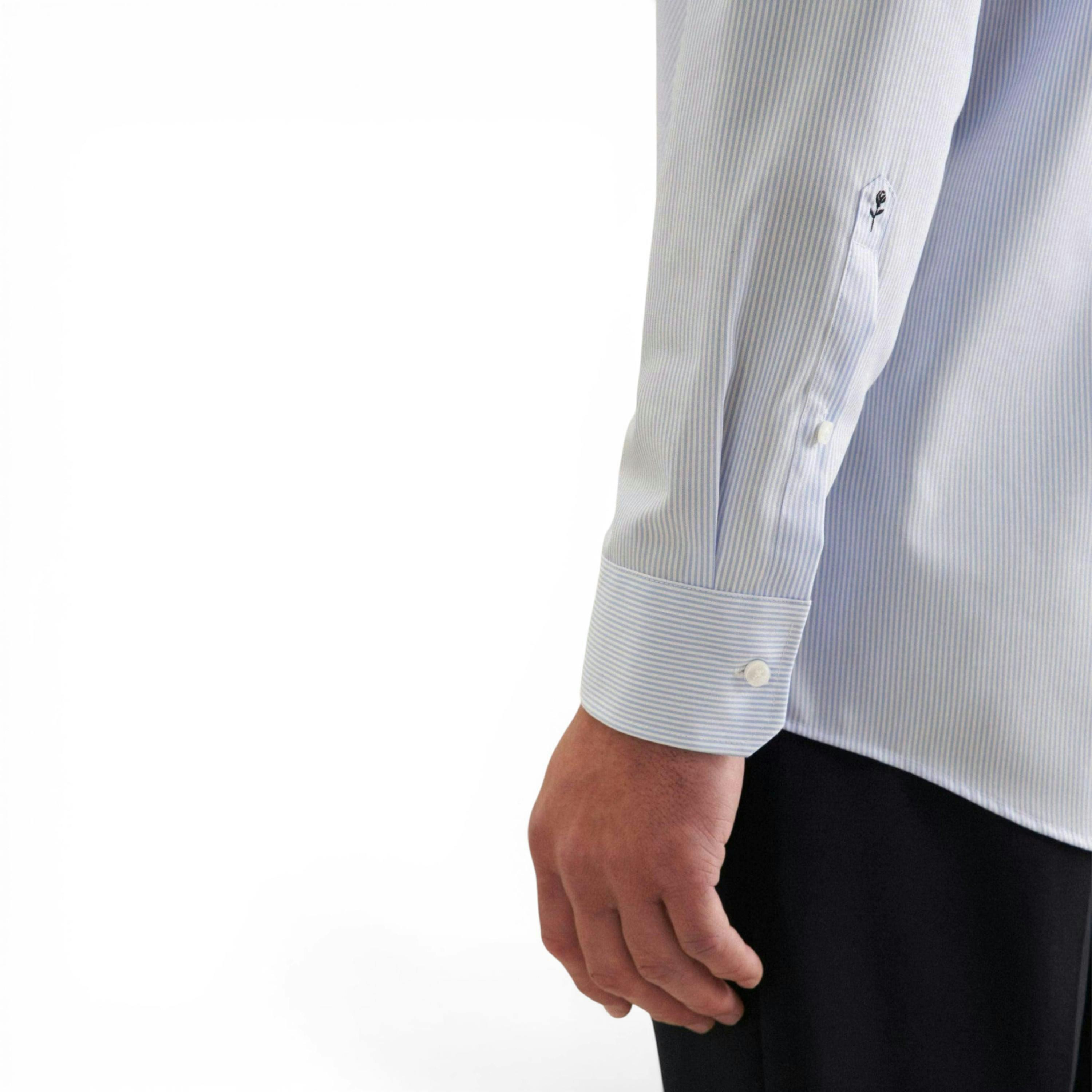 Seidensticker Regular Fit No Iron Kent Collar Striped Business Shirt Light Blue , view 4 of 6