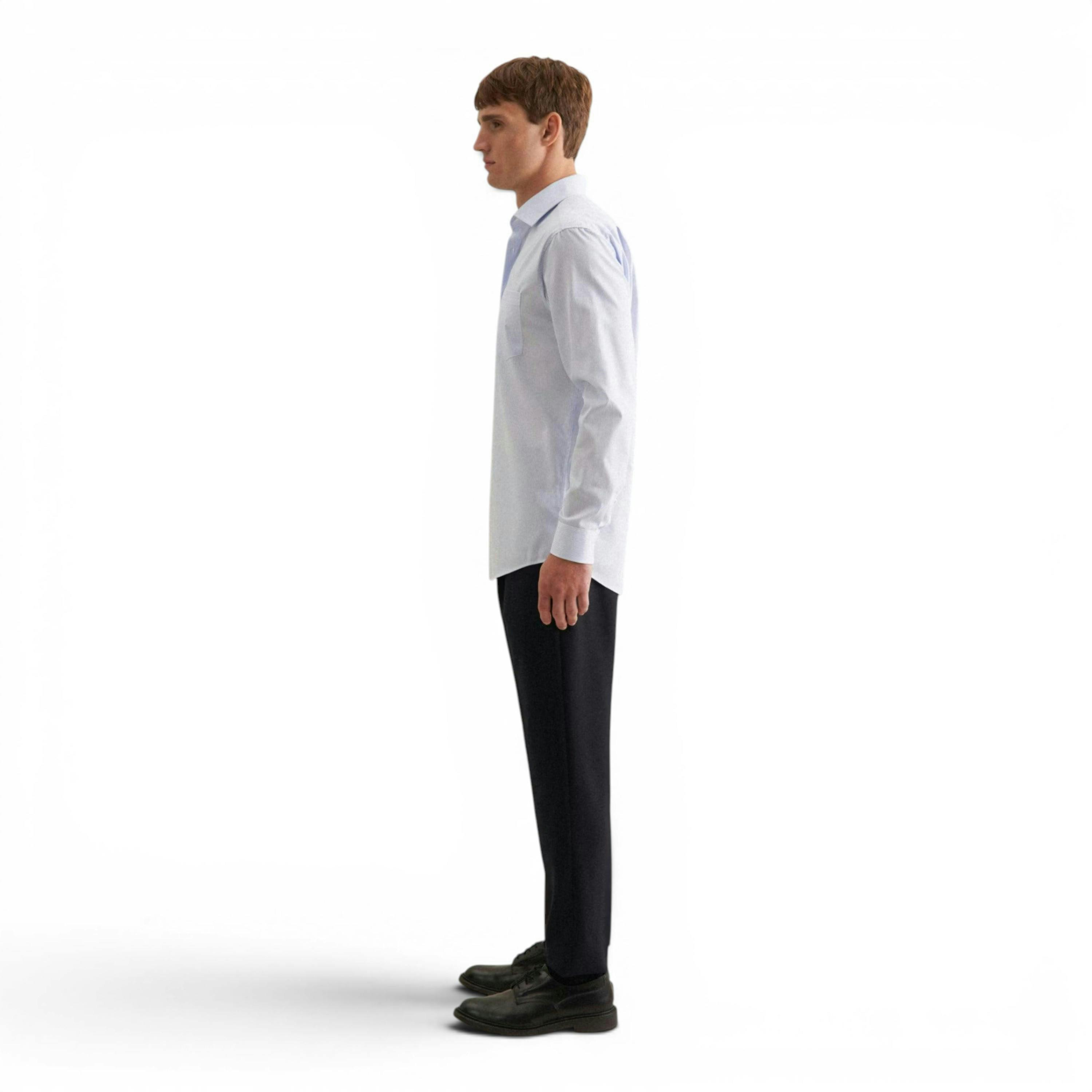 Seidensticker Regular Fit No Iron Kent Collar Striped Business Shirt Light Blue , view 6 of 6