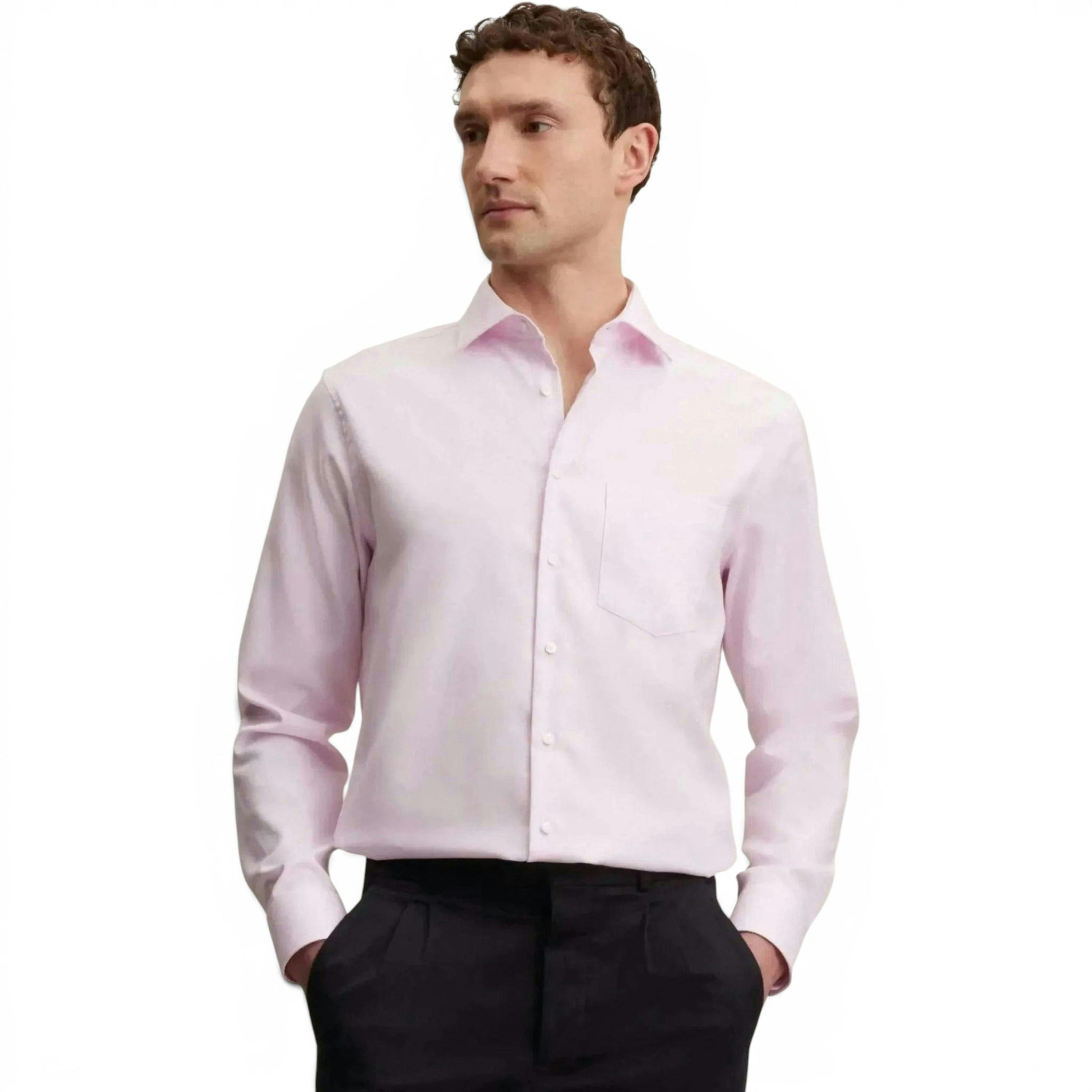 Seidensticker Regular Fit No Iron Kent Collar Business Shirt Pink , view 1 of 6