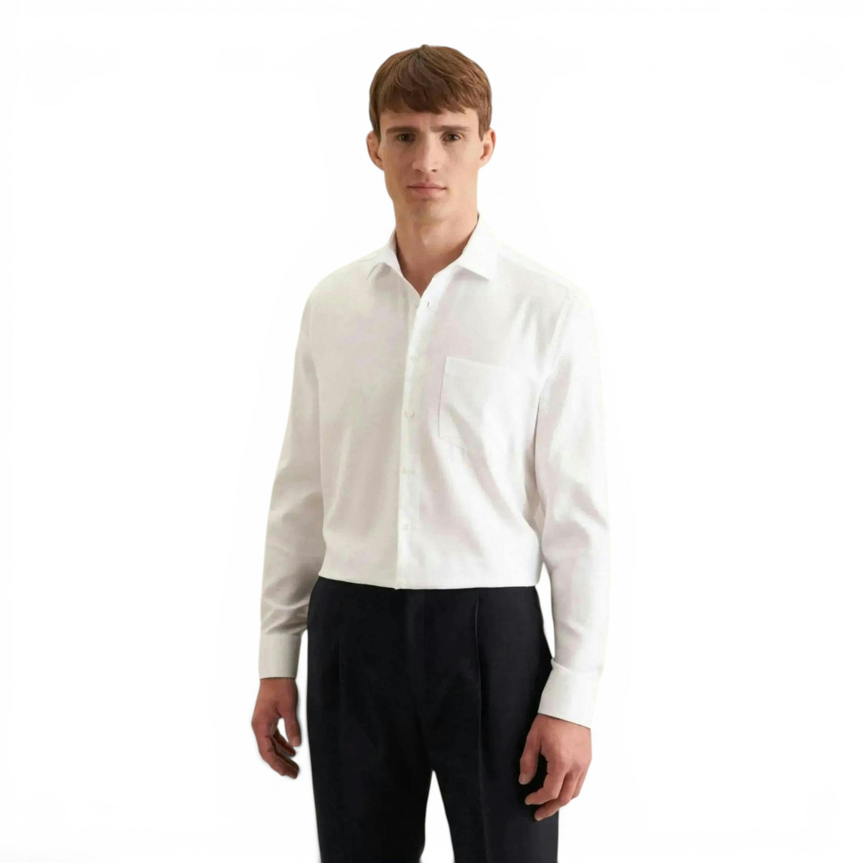 Seidensticker Regular Fit No Iron Kent Collar Business Shirt White , view 6 of 6