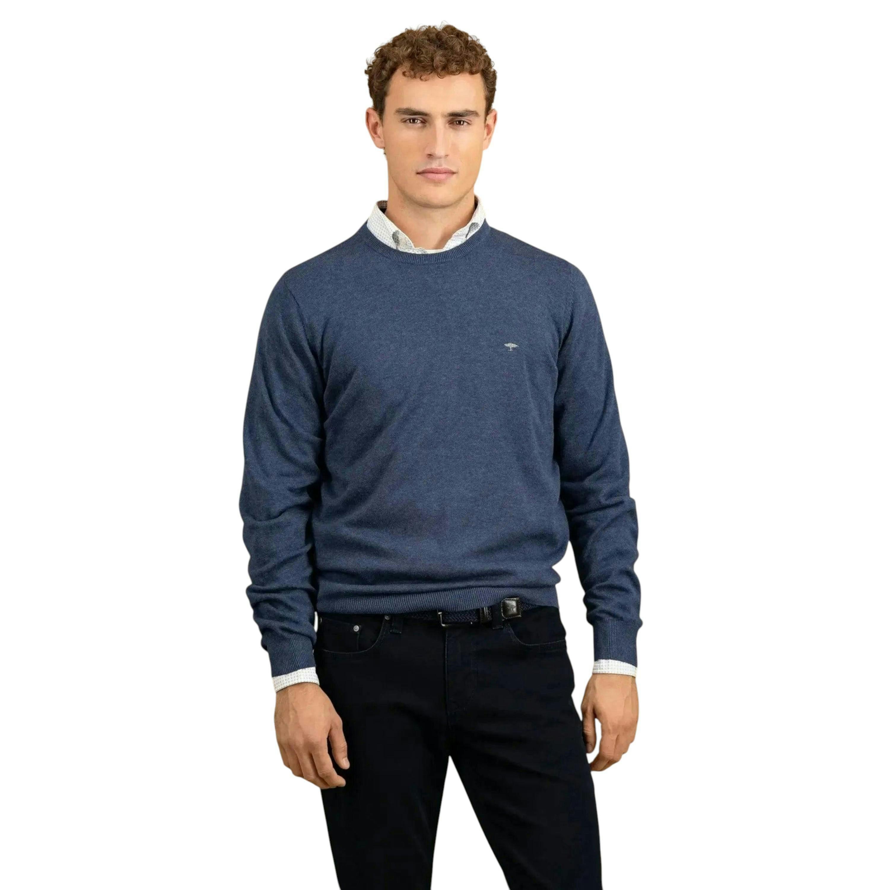 Fine Knit Cotton Crewneck Night , view 2 of 5