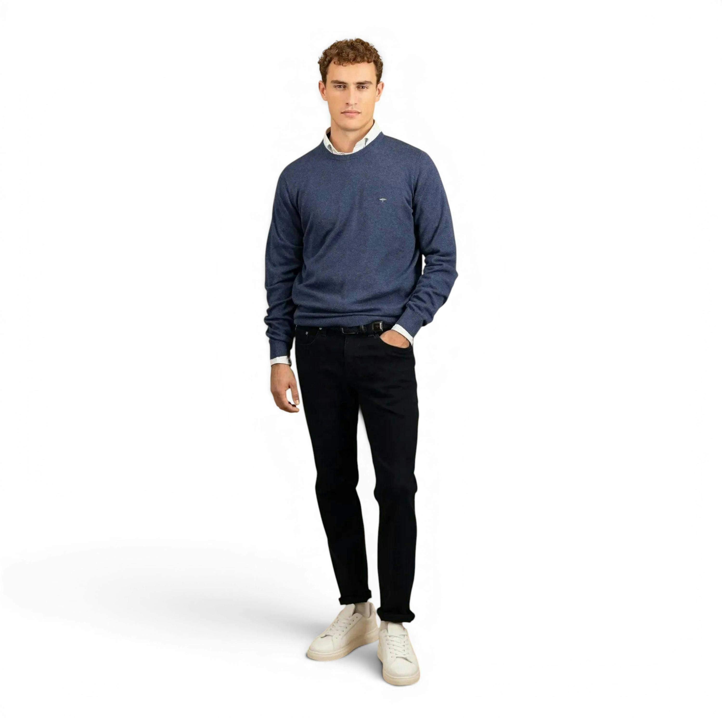 Fine Knit Cotton Crewneck Night , view 3 of 5