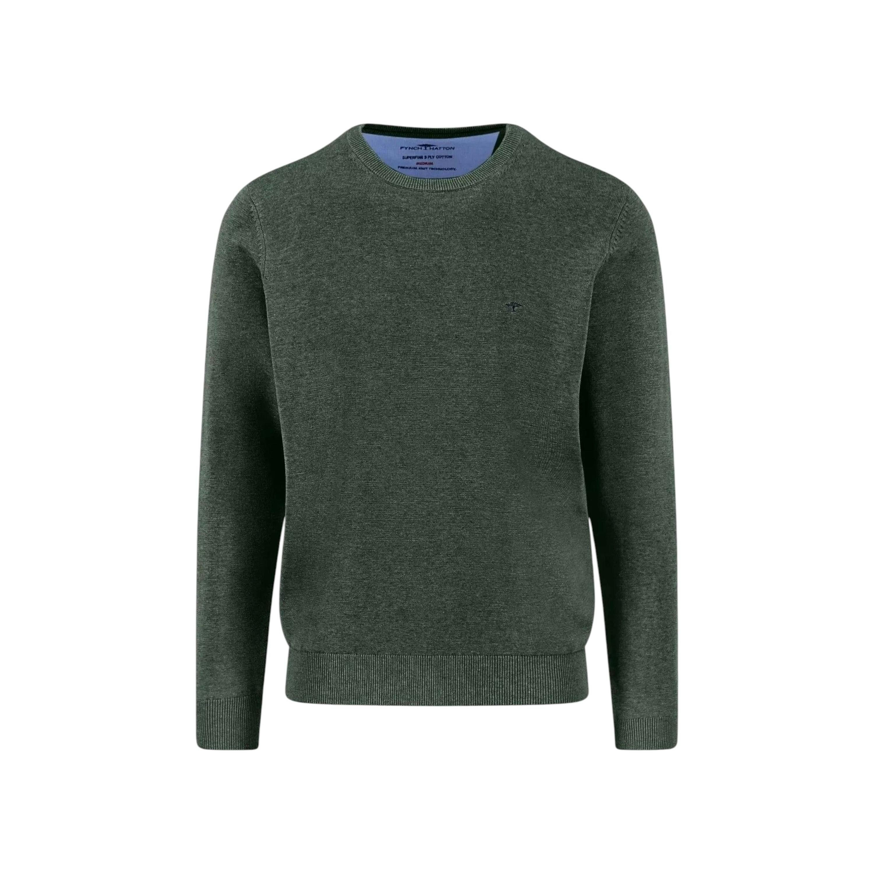 Fine Knit Cotton Crewneck Dark Ivy , view 1 of 3