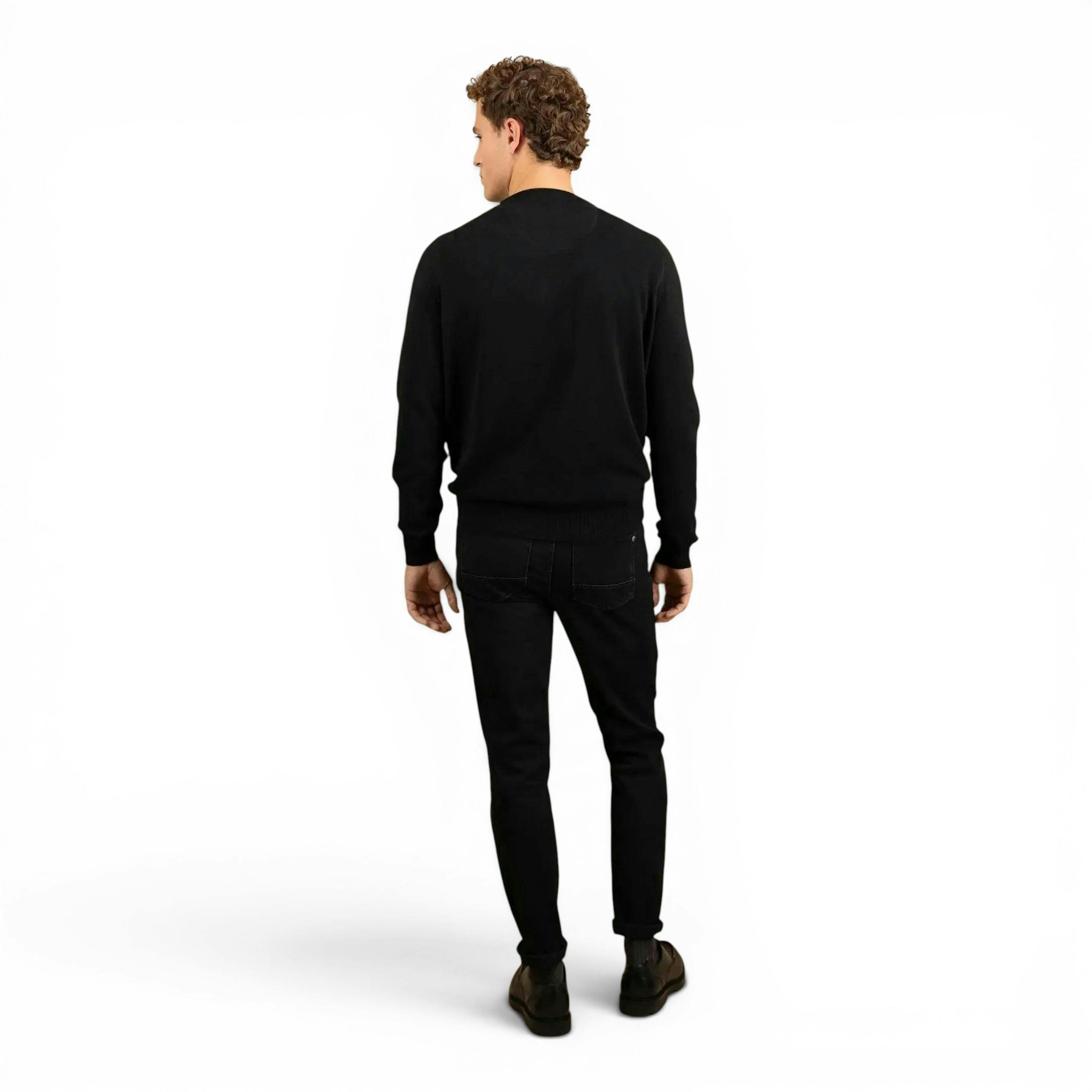 Fine Knit Cotton Crewneck Black , view 4 of 5