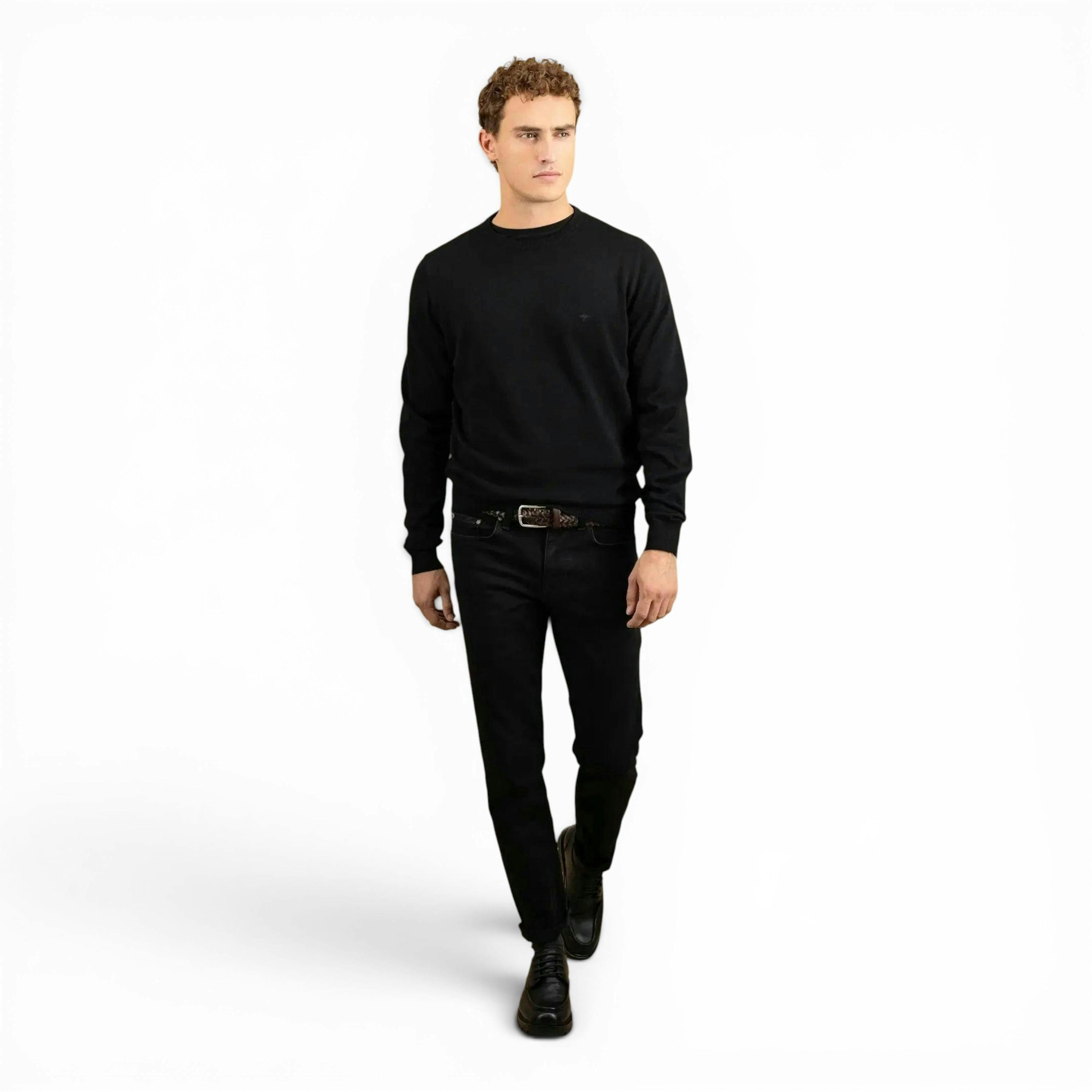 Fine Knit Cotton Crewneck Black , view 5 of 5