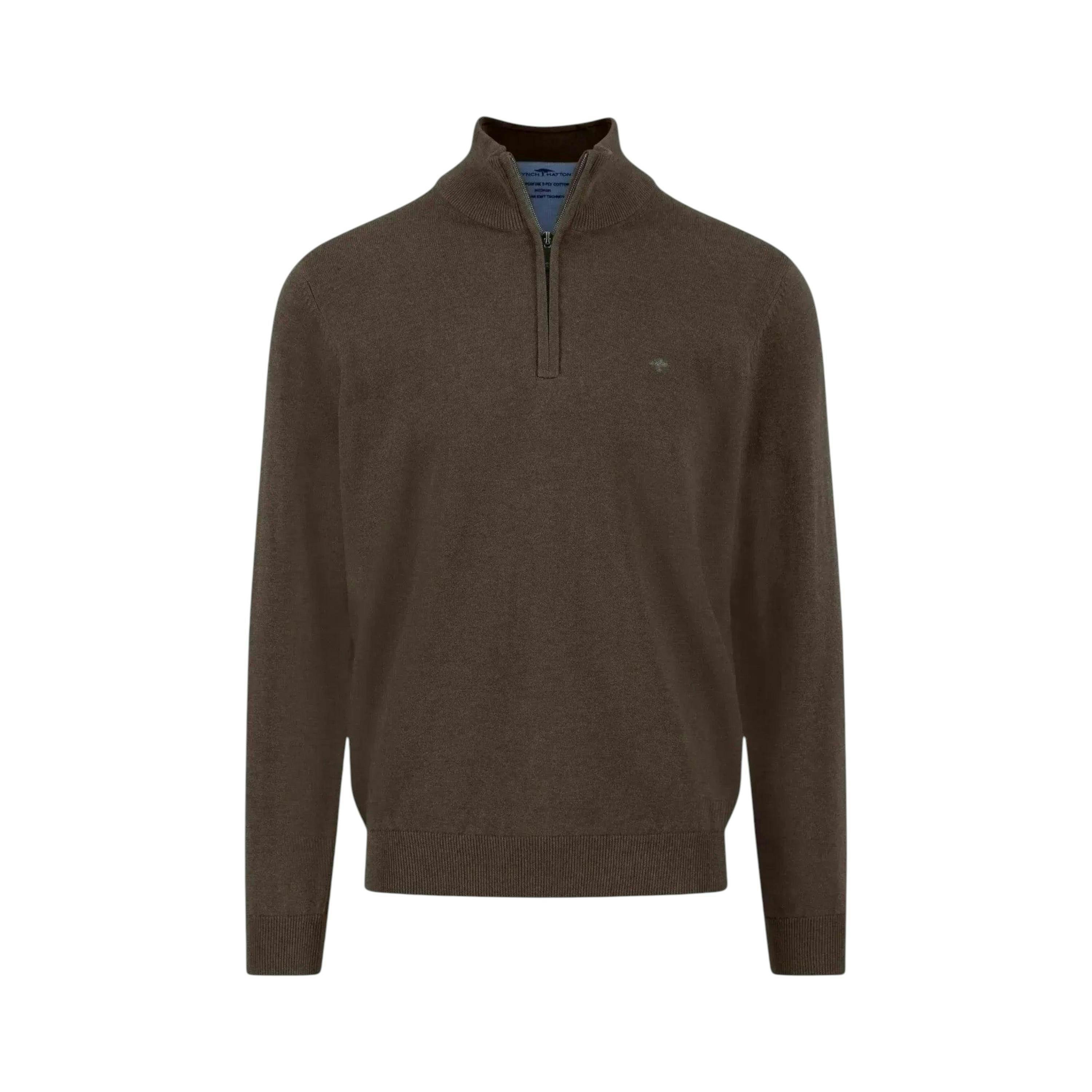 Fine Knit Cotton 1/4 Zip Earth , view 1 of 3