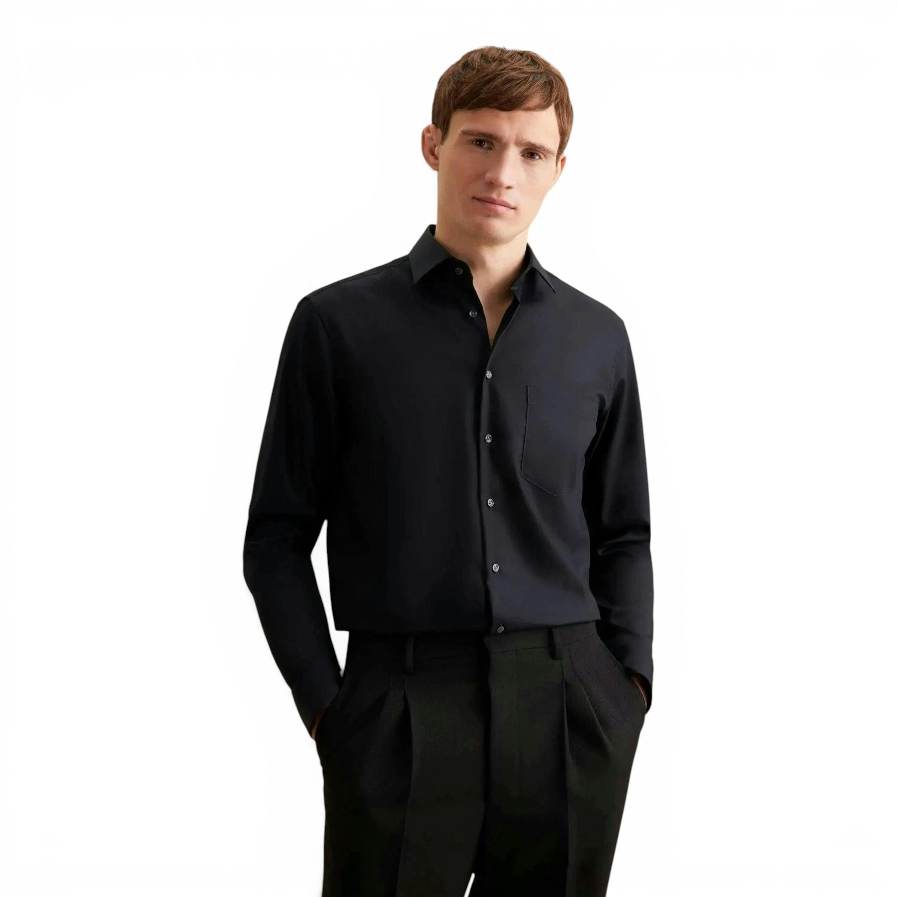 Seidensticker Regular Fit No Iron New Kent Business Shirt Black , view 1 of 6