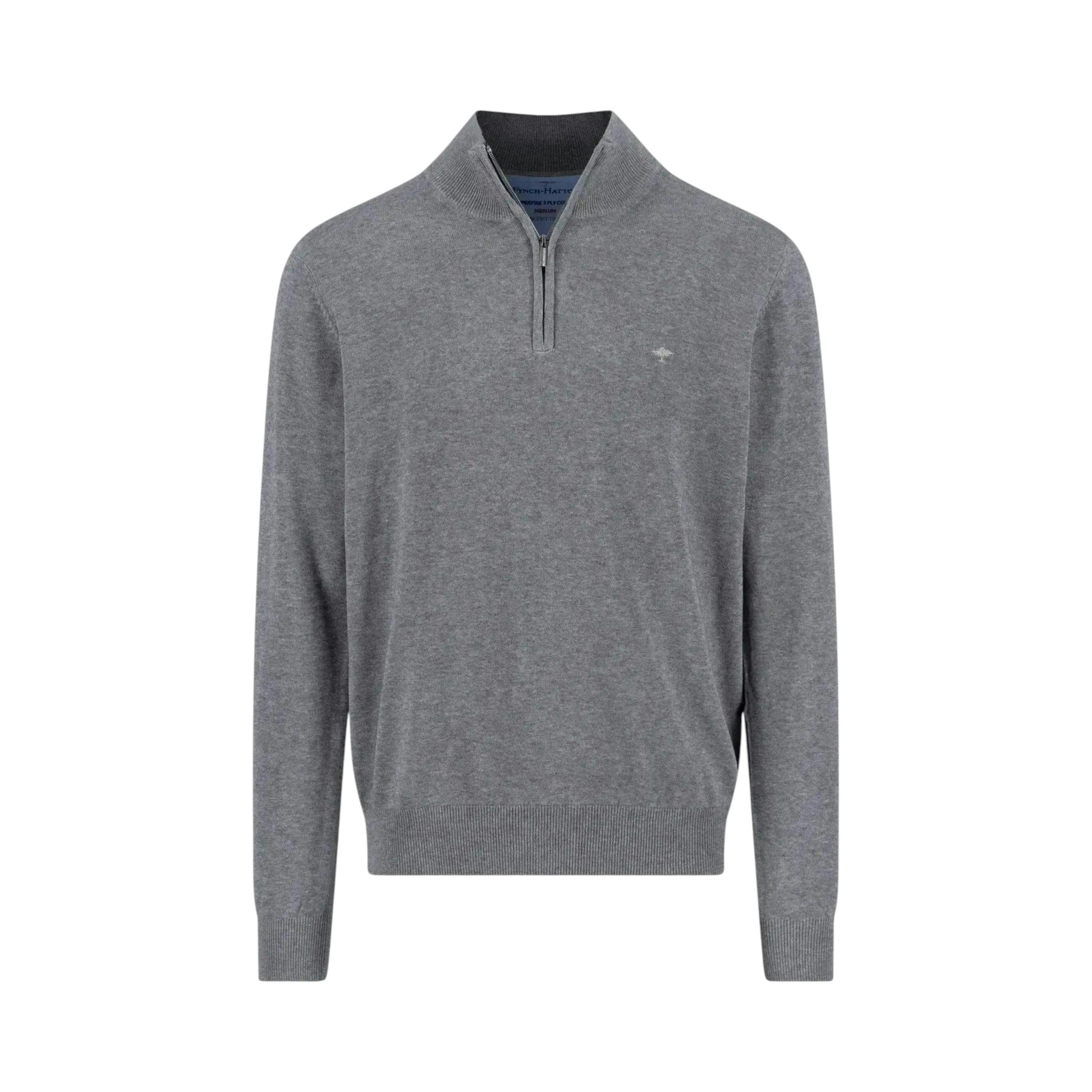 Fine Knit Cotton 1/4 Zip Steel , view 1 of 5