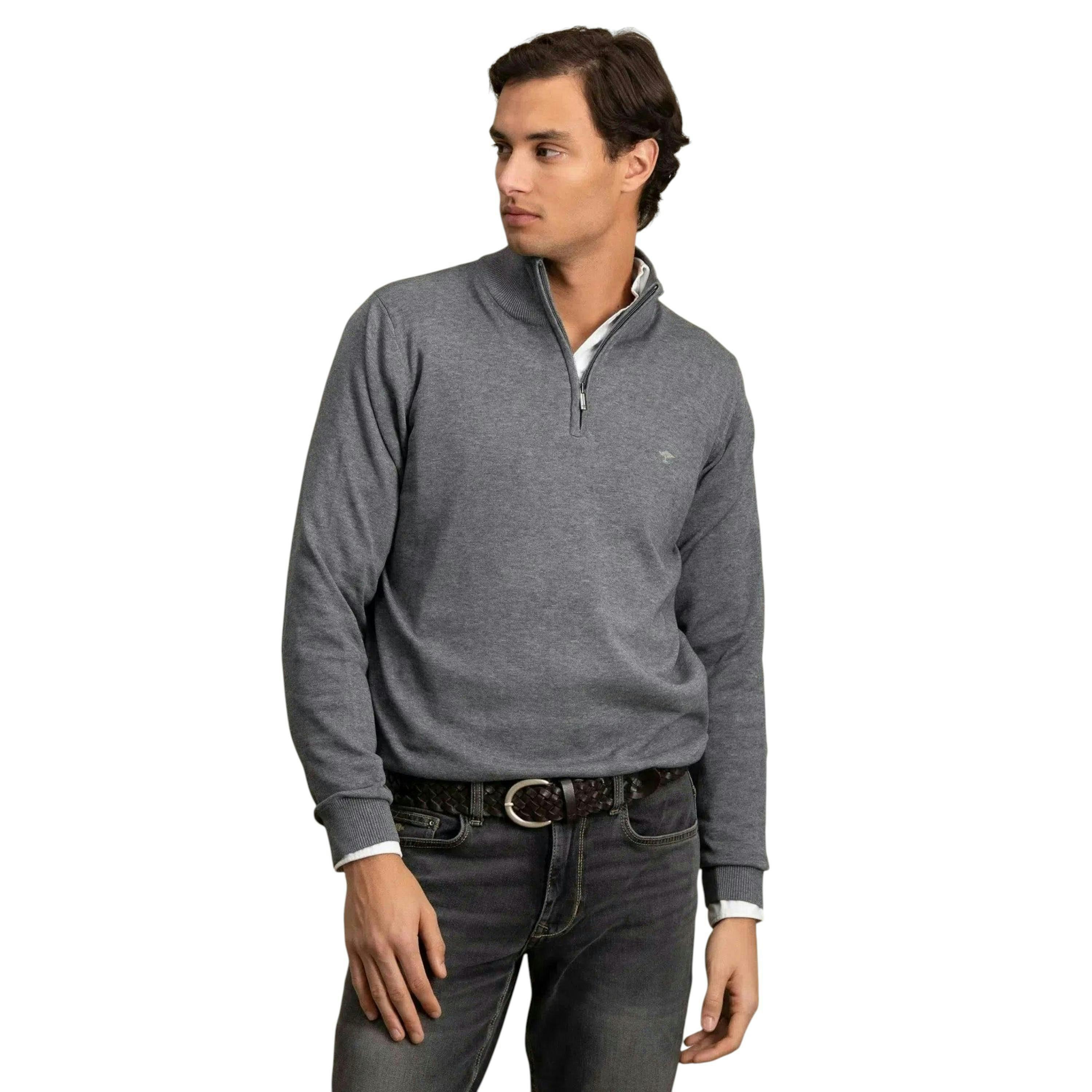 Fine Knit Cotton 1/4 Zip Steel , view 2 of 5