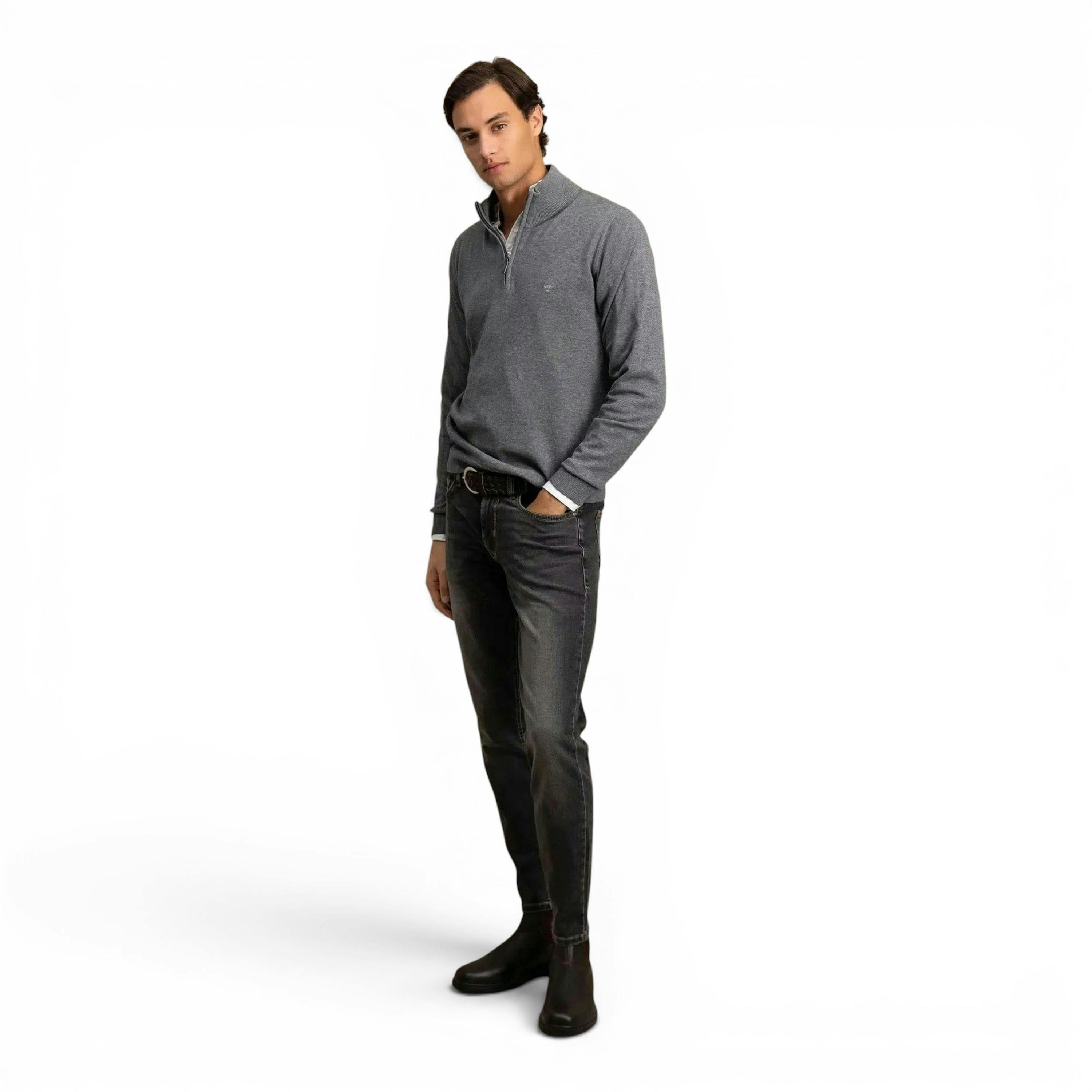 Fine Knit Cotton 1/4 Zip Steel , view 5 of 5