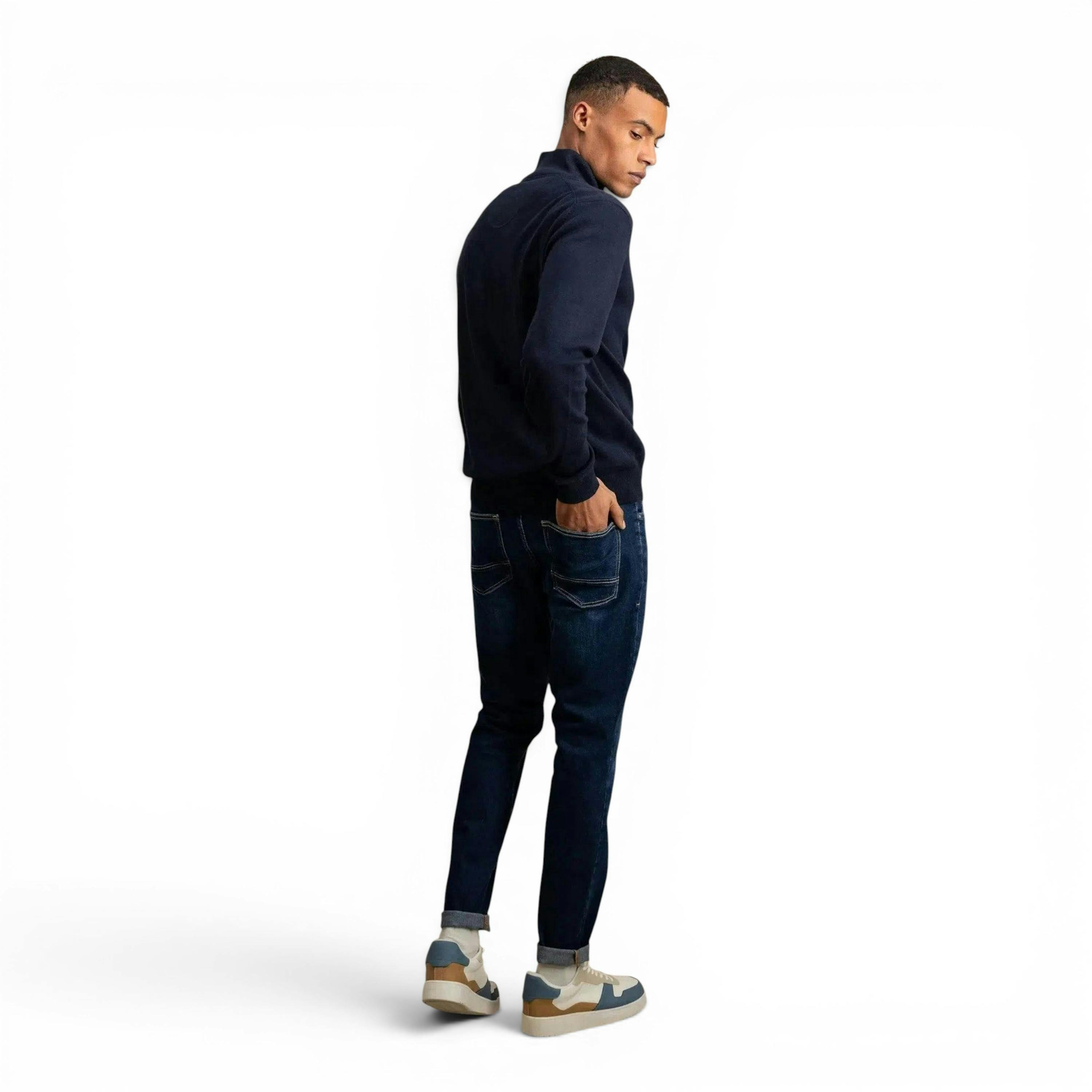 Fine Knit Cotton 1/4 Zip Navy , view 5 of 5