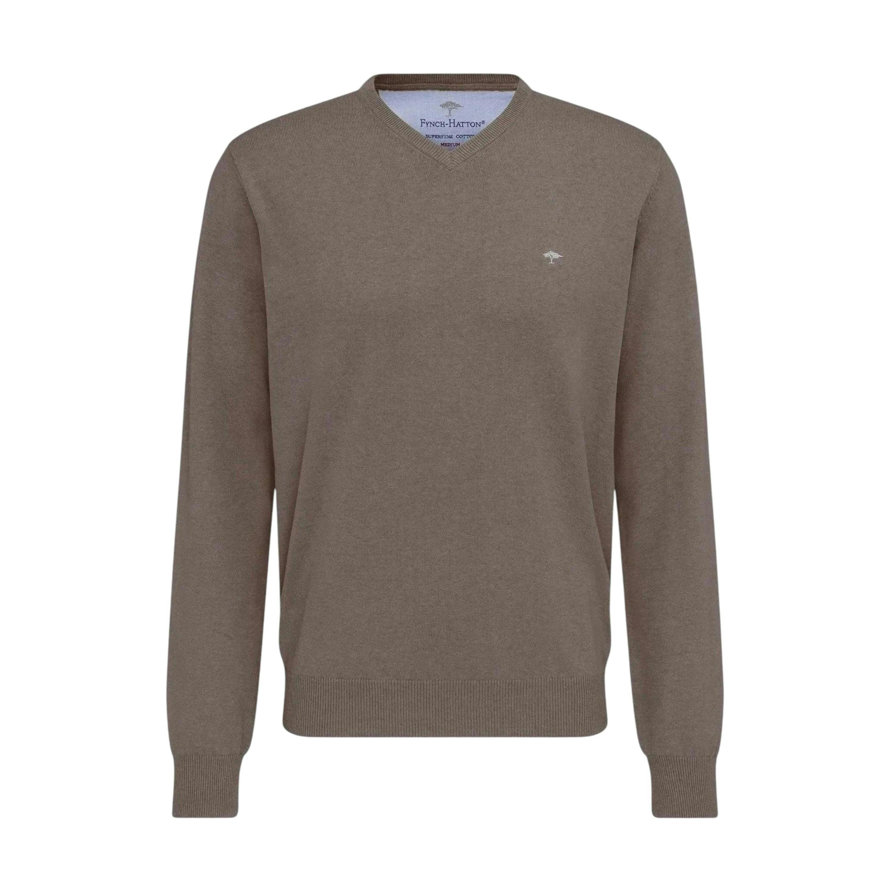 Fine Knit V-Neck Cotton Knit Earth , view 1 of 5