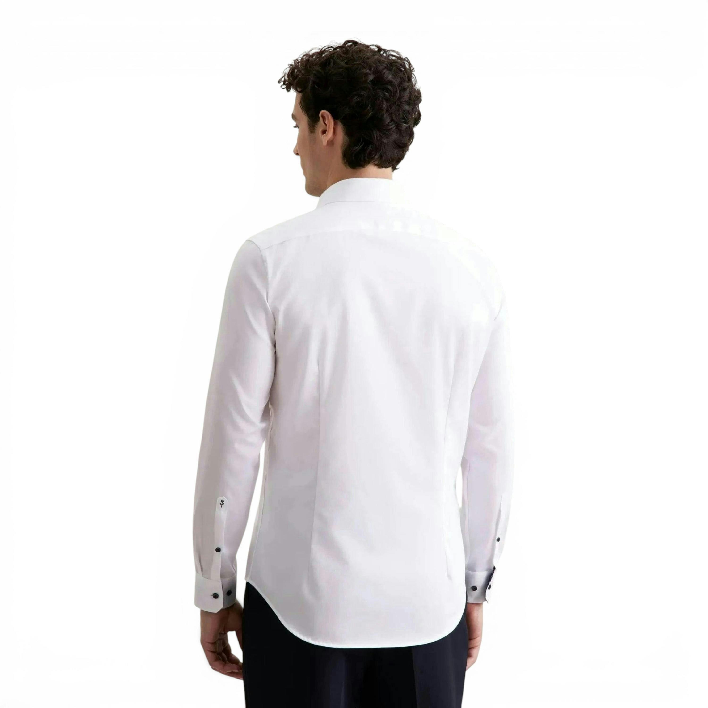 Seidensticker Slim Fit No Iron Contrast Kent Collar Business Shirt White , view 2 of 6