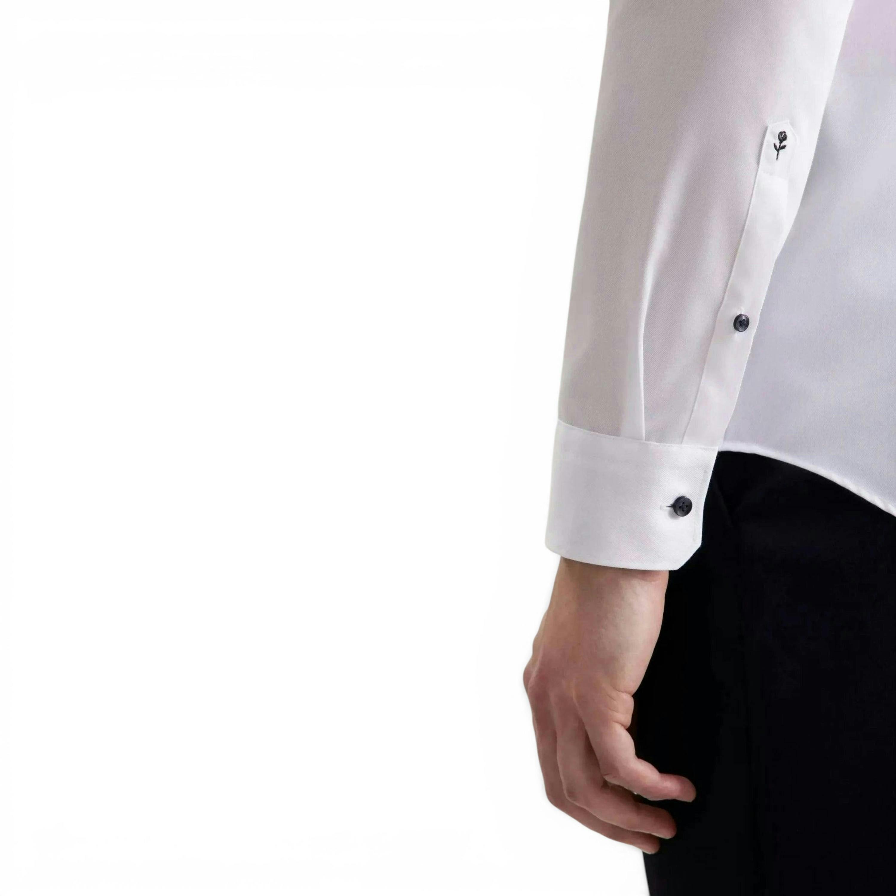 Seidensticker Slim Fit No Iron Contrast Kent Collar Business Shirt White , view 4 of 6