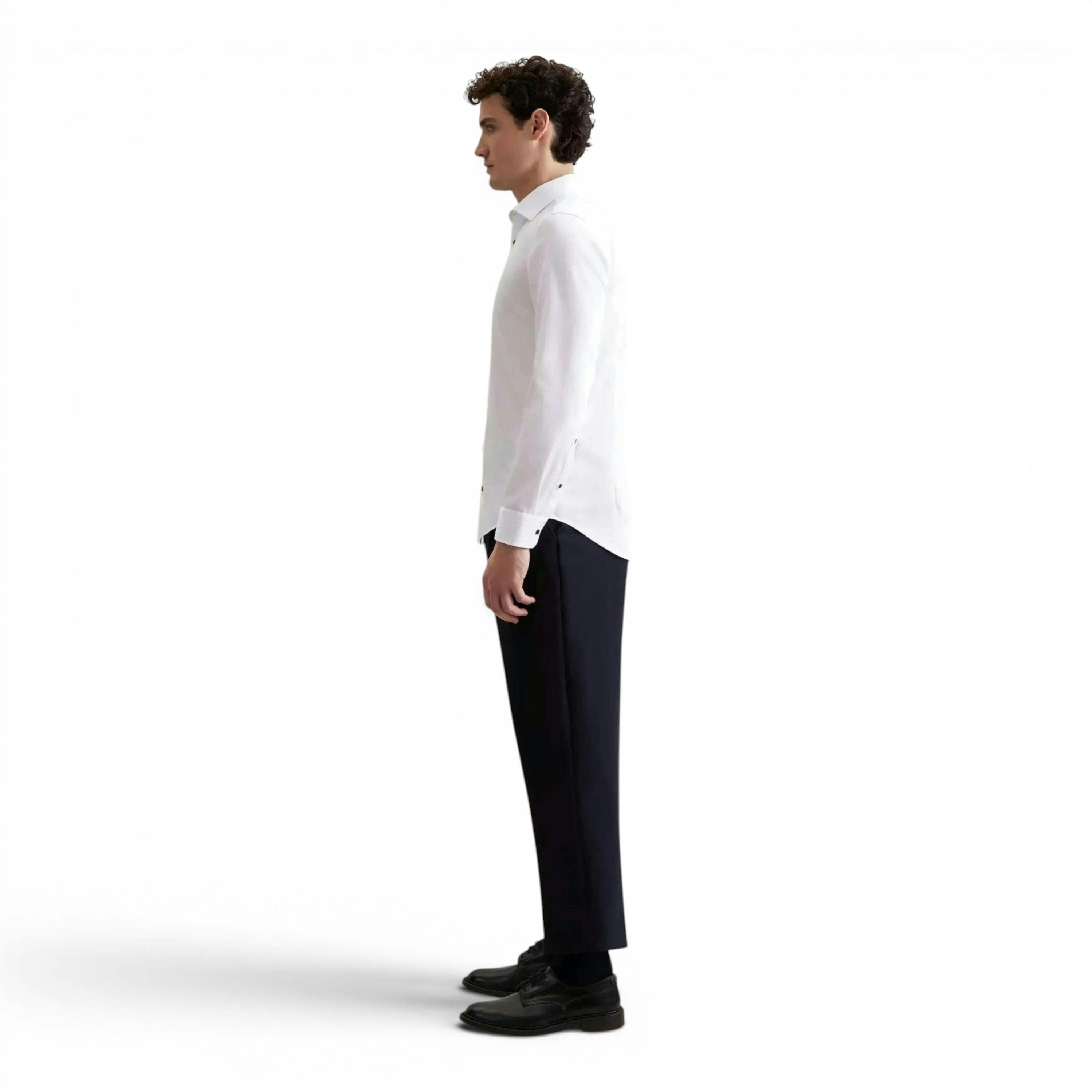 Seidensticker Slim Fit No Iron Contrast Kent Collar Business Shirt White , view 6 of 6