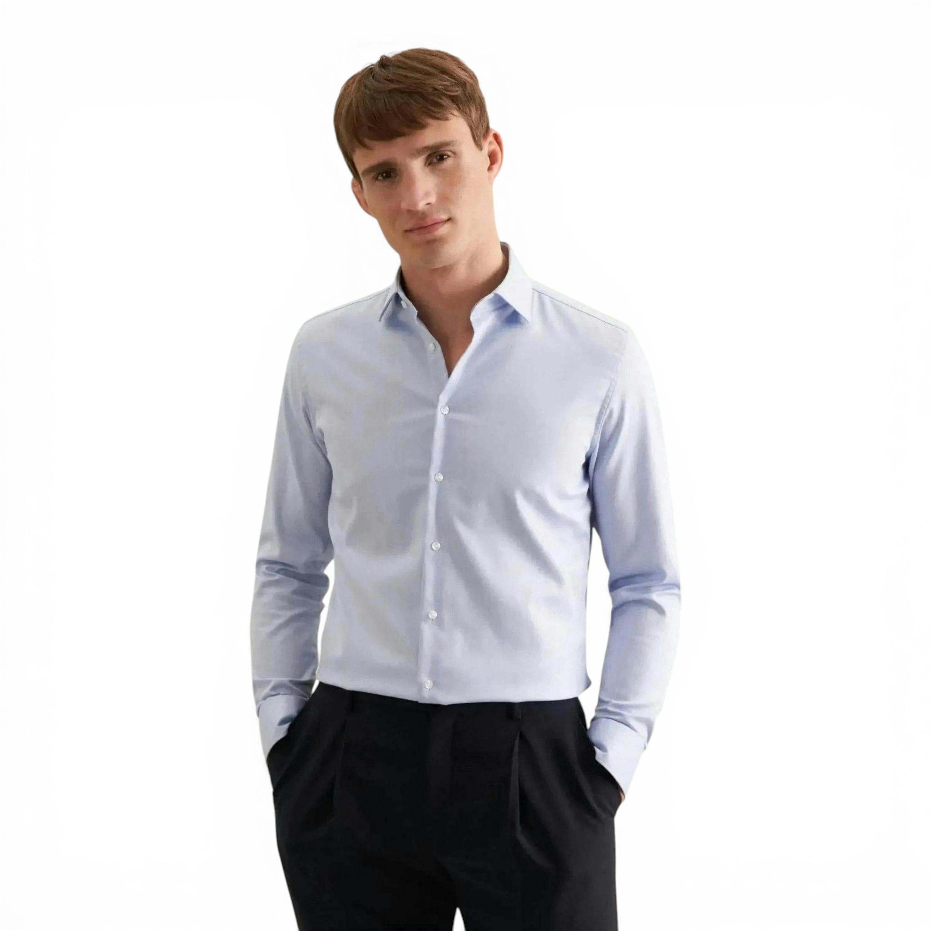 Seidensticker Slim Fit No Iron New Kent Business Shirt Light Blue , view 1 of 6