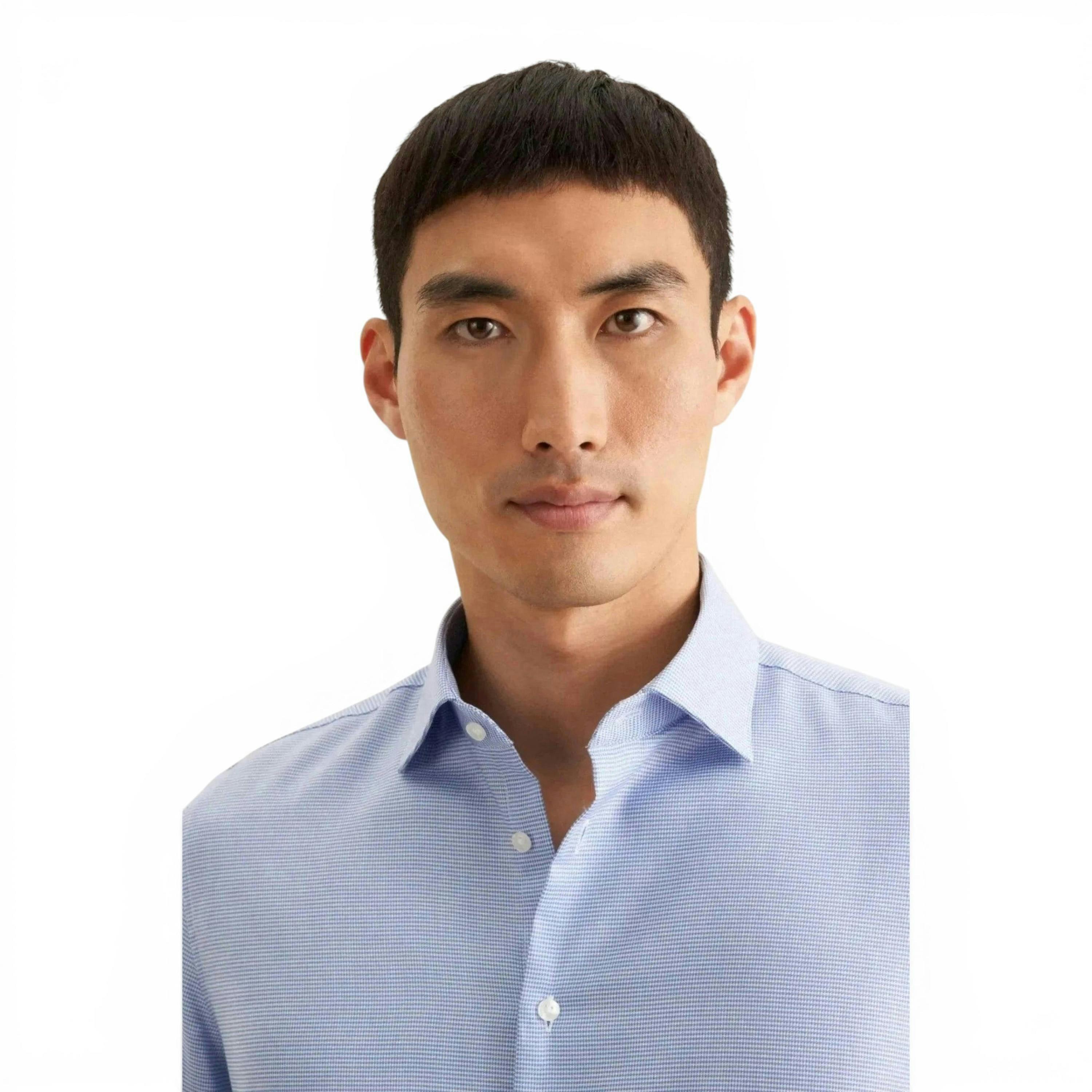Seidensticker Slim Fit No Iron New Kent Structured Business Shirt Light Blue , view 3 of 6