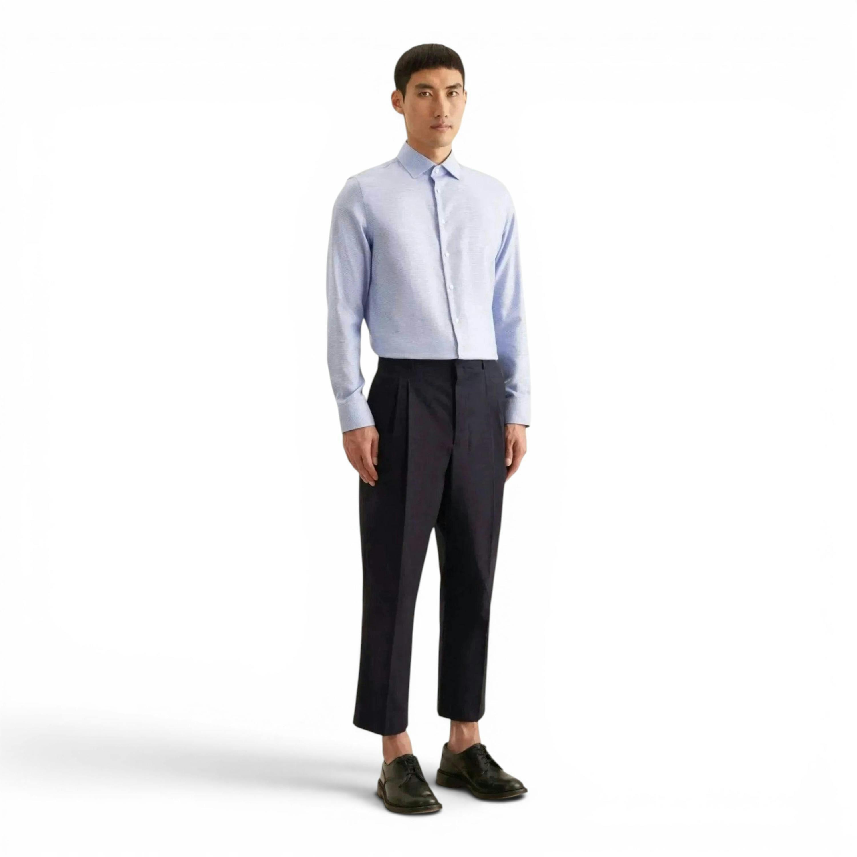Seidensticker Slim Fit No Iron New Kent Structured Business Shirt Light Blue , view 5 of 6