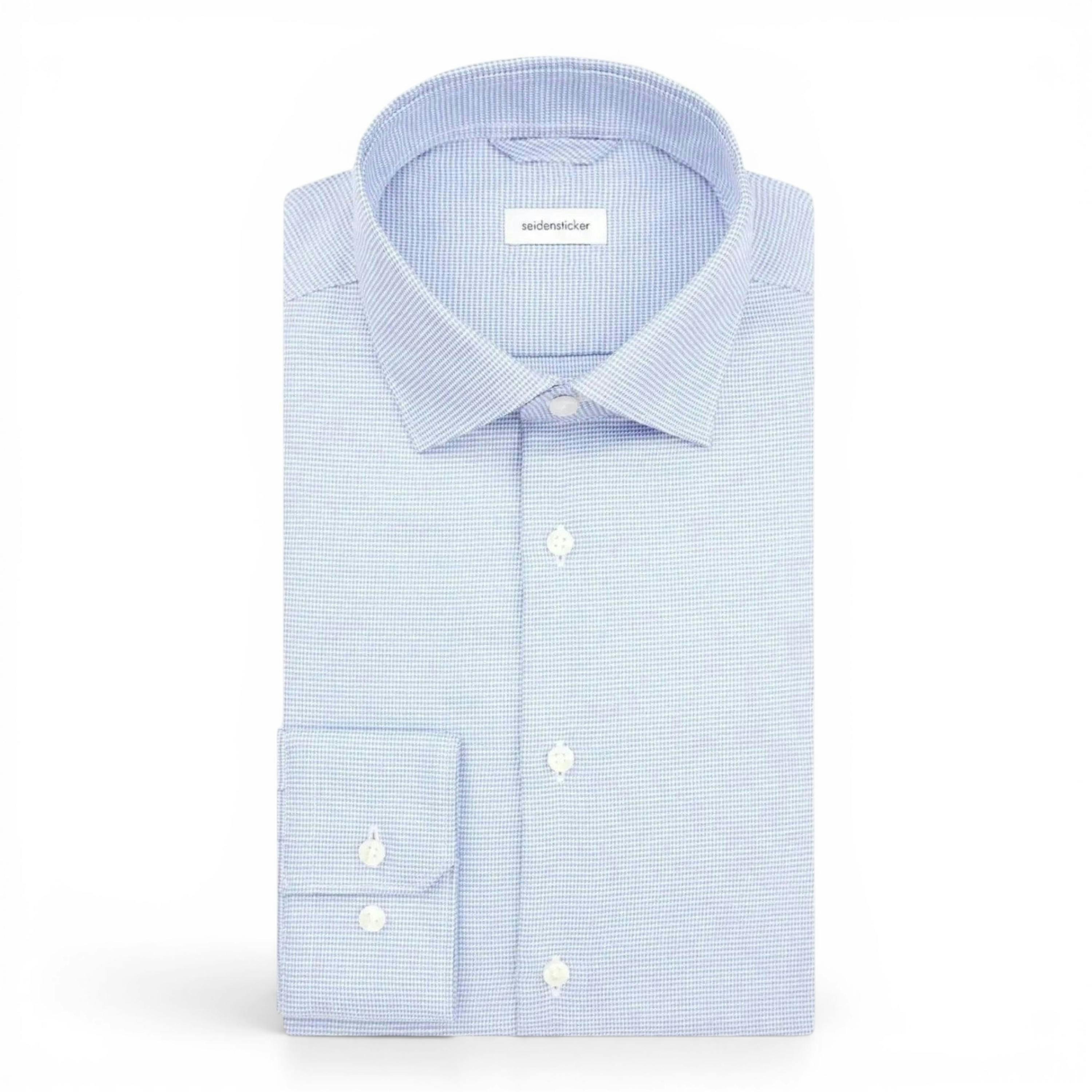 Seidensticker Slim Fit No Iron New Kent Structured Business Shirt Light Blue , view 6 of 6