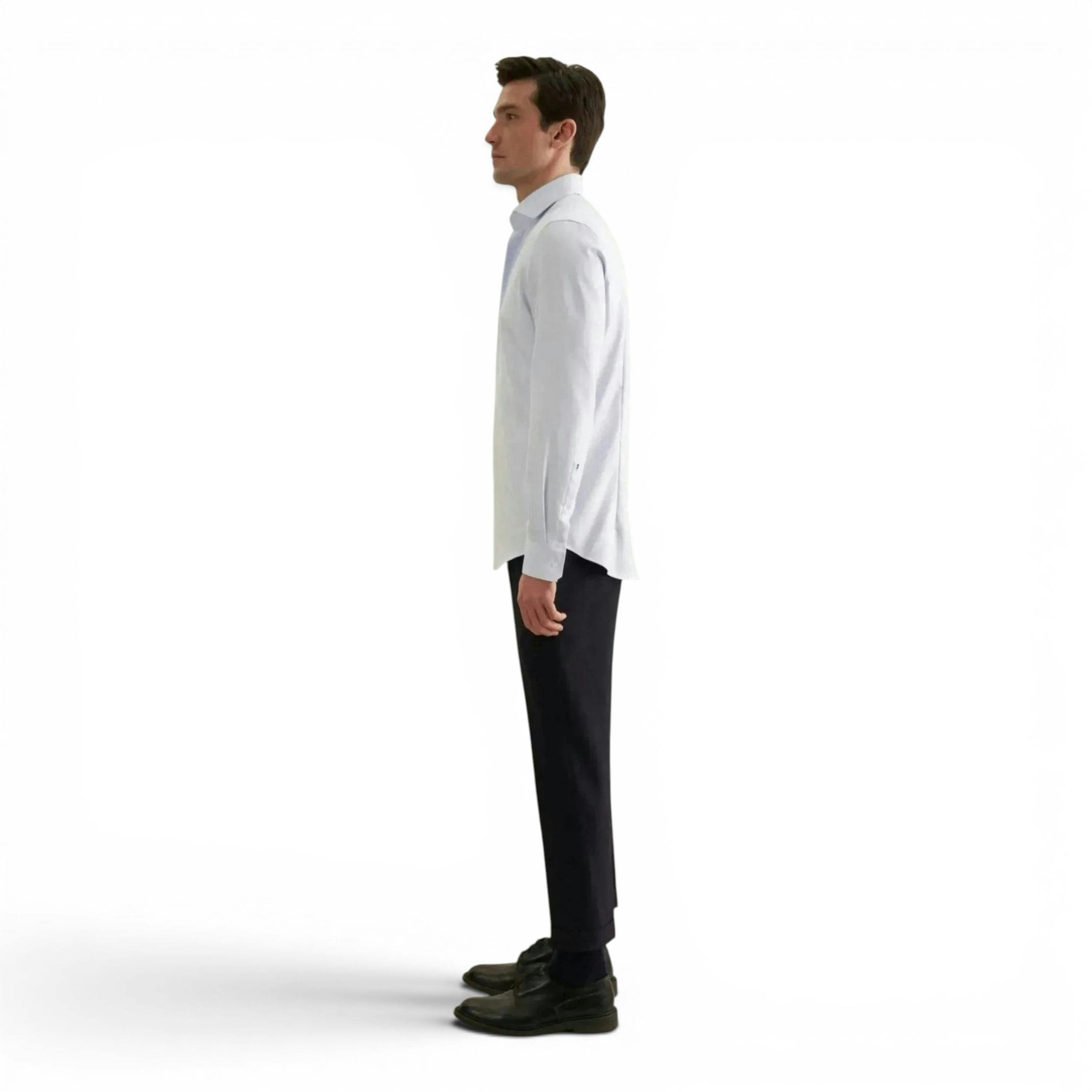 Seidensticker Shaped Fit No Iron Spread Kent Structured Business Shirt Light Blue , view 2 of 6