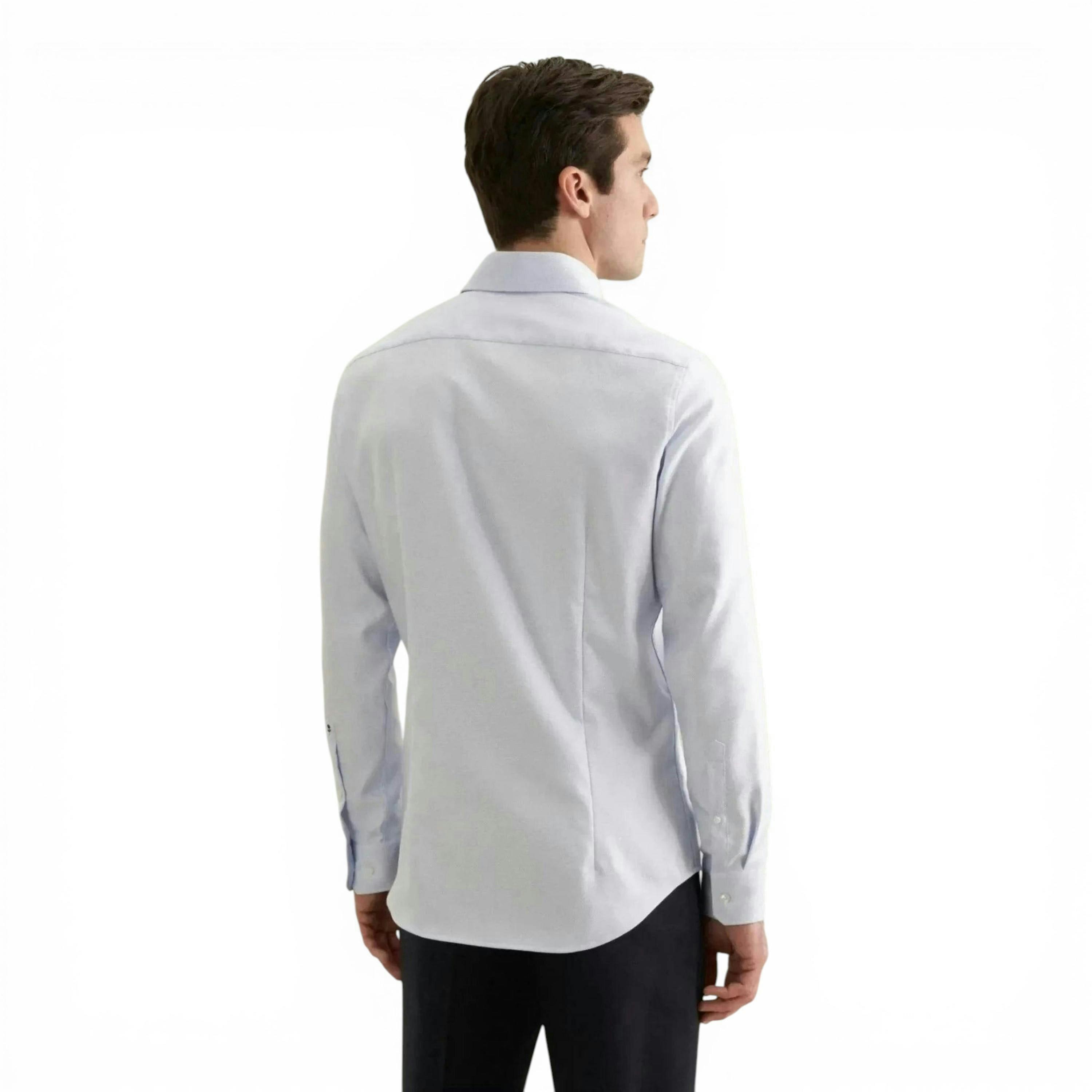 Seidensticker Shaped Fit No Iron Spread Kent Structured Business Shirt Light Blue , view 3 of 6