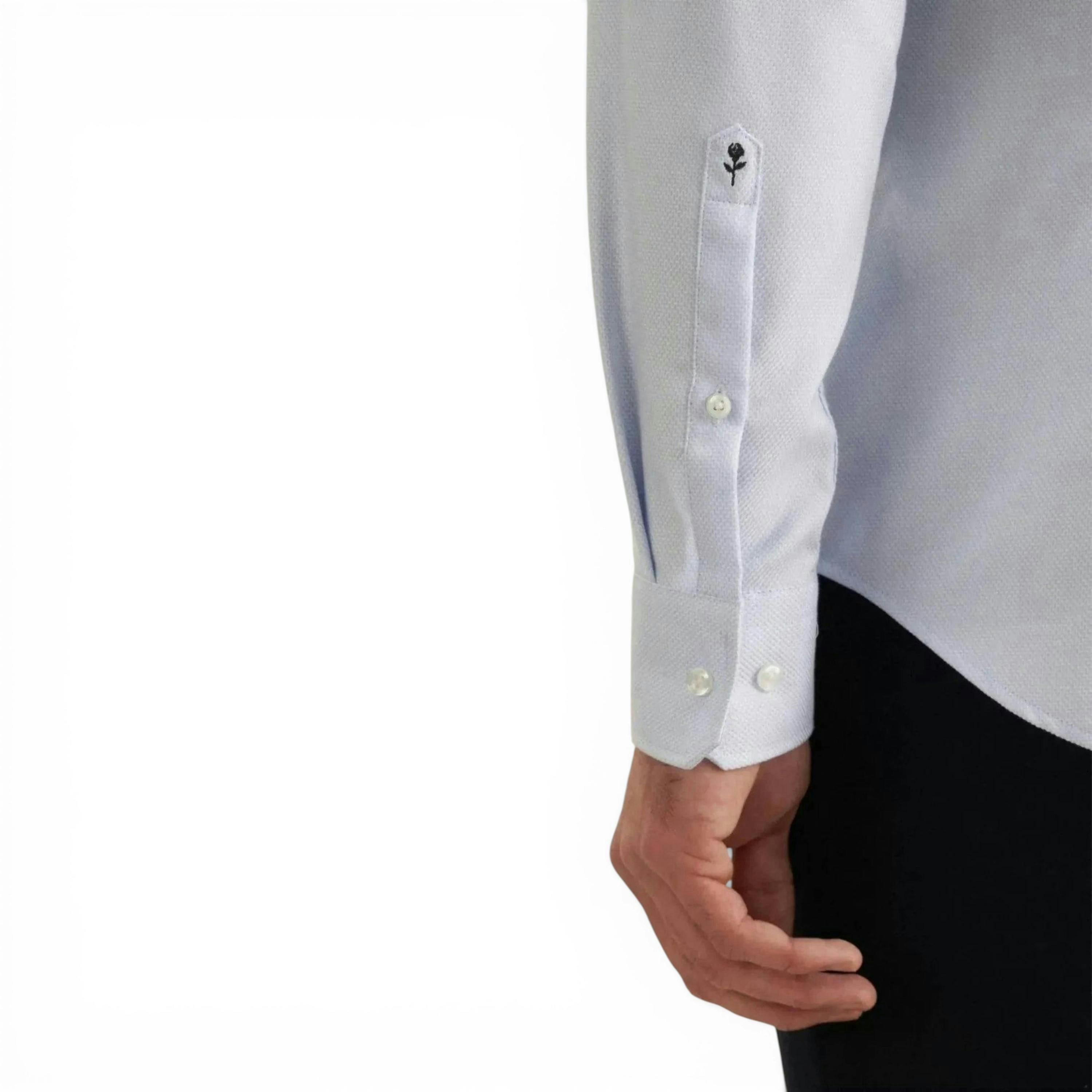 Seidensticker Shaped Fit No Iron Spread Kent Structured Business Shirt Light Blue , view 5 of 6