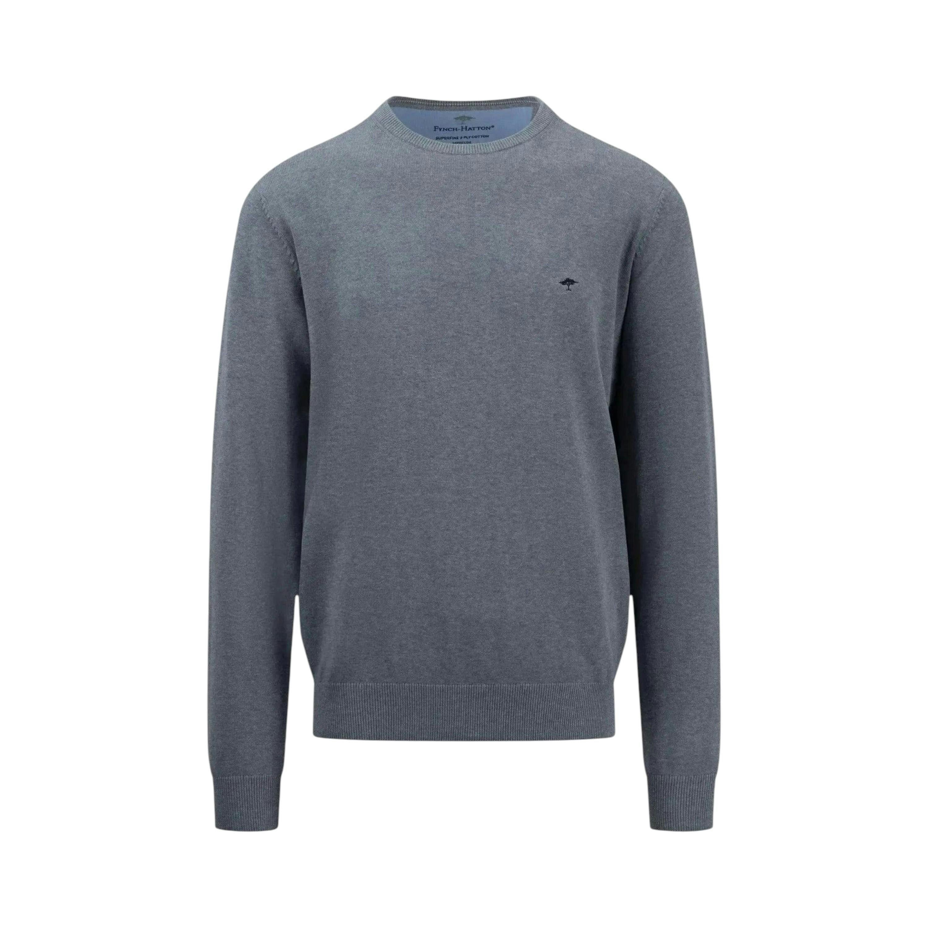 Fine Knit Cotton Crewneck Steel , view 1 of 5