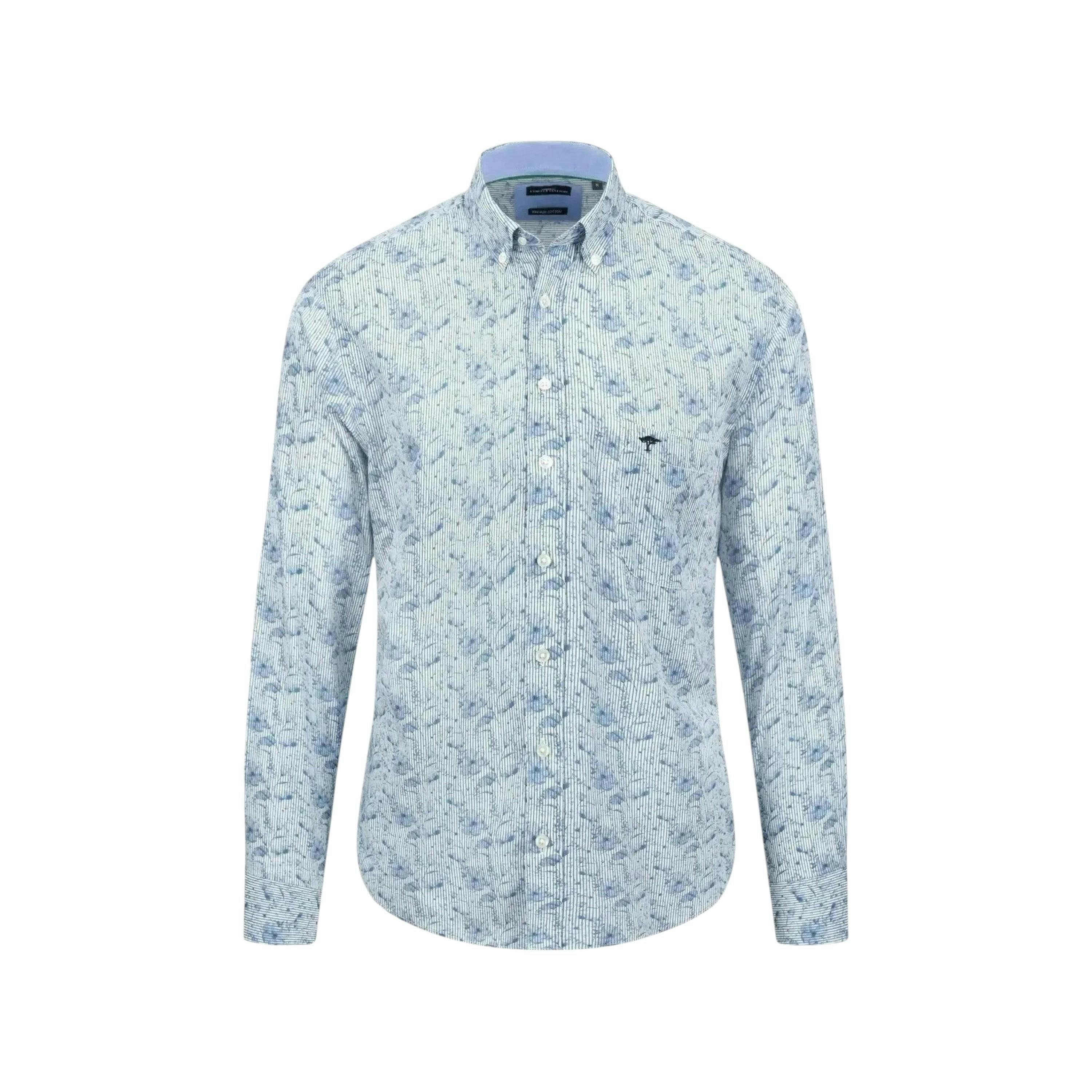 Premium Flowers Print Shirt Cloud Blue , view 1 of 2