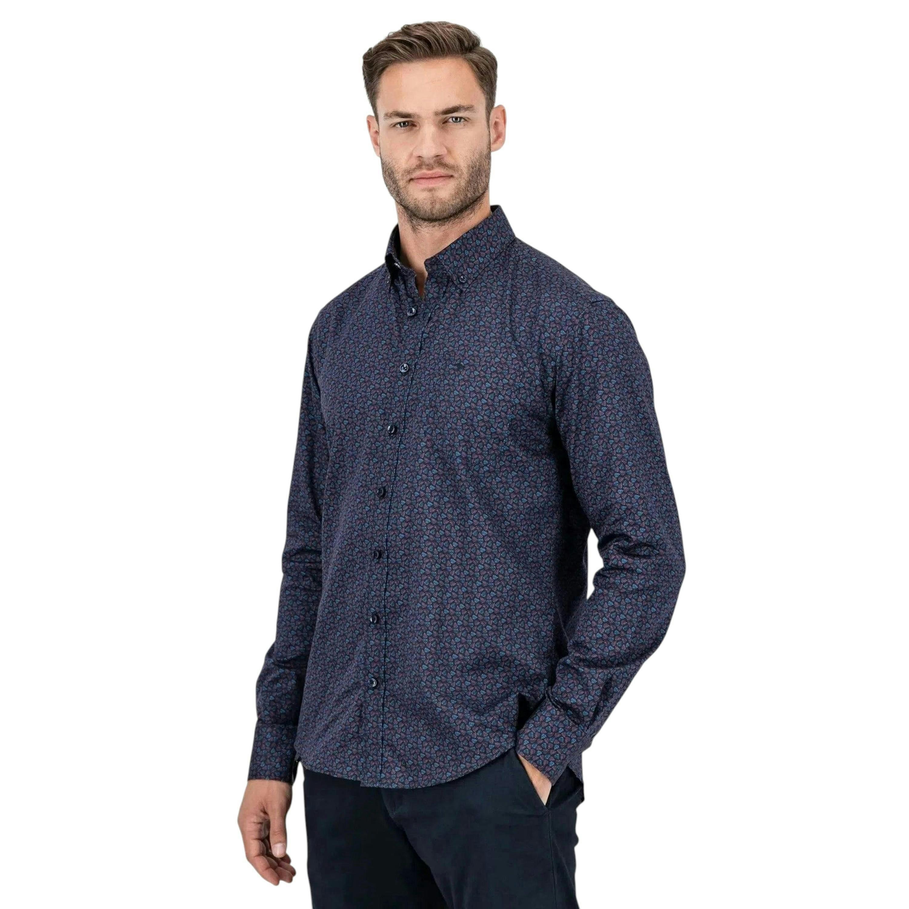 Leaf Print Mix Shirt Pale Blush , view 2 of 6