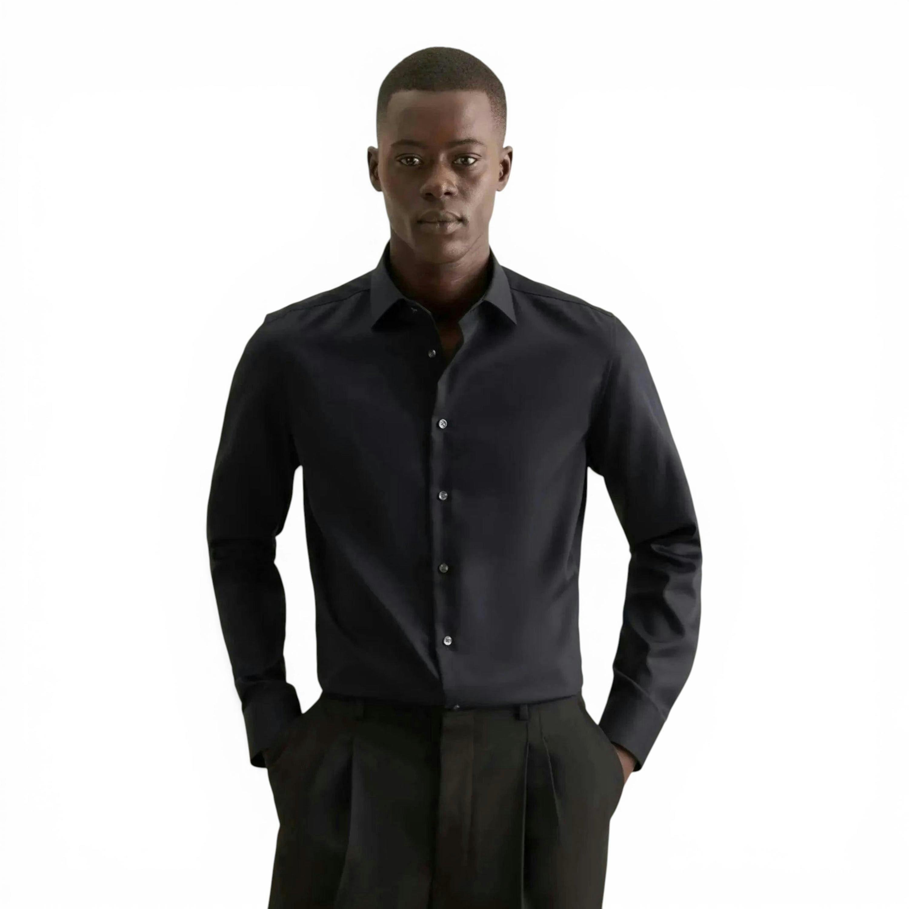 Seidensticker Shaped Fit No Iron New Kent Business Shirt Black , view 1 of 6