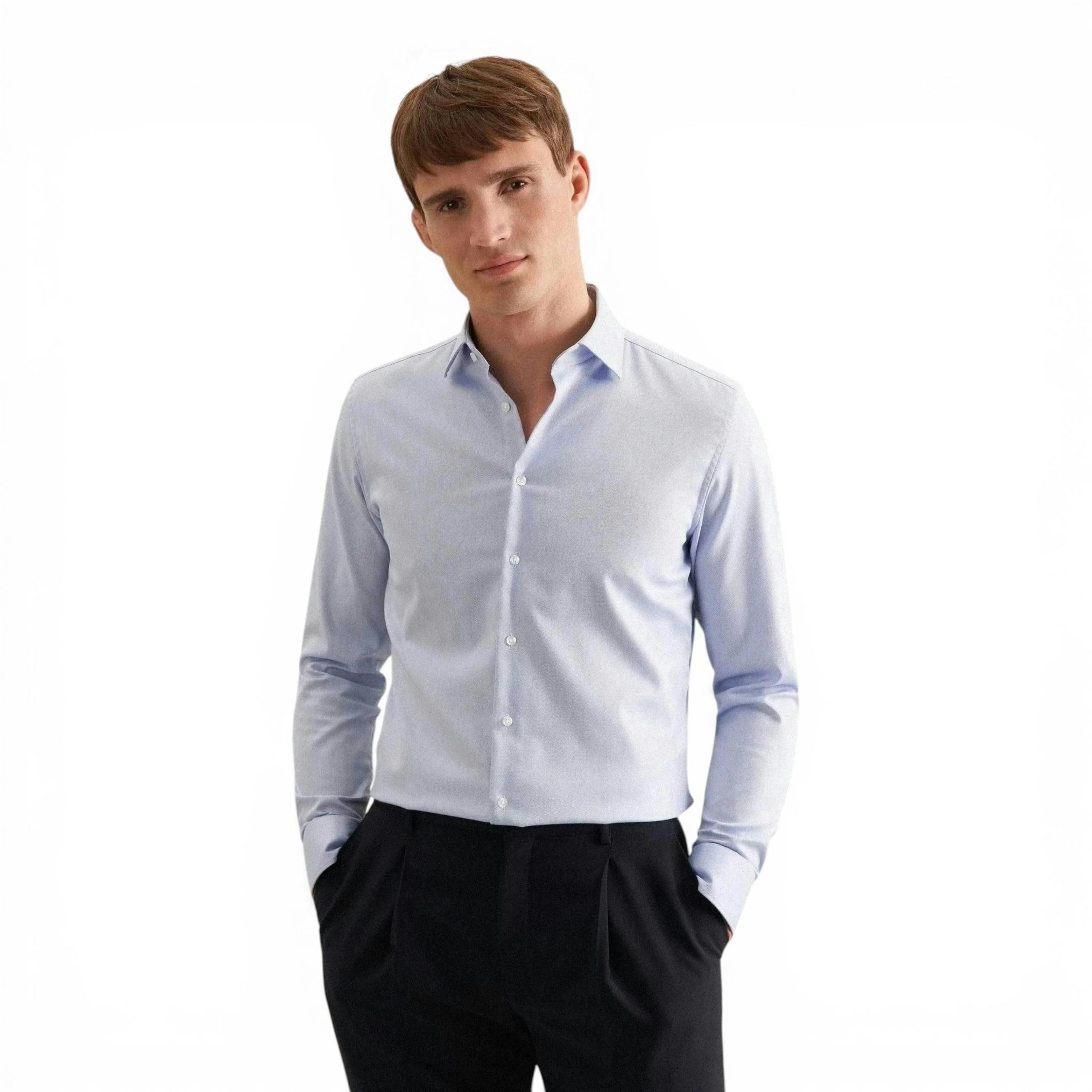 Seidensticker Shaped Fit No Iron New Kent Business Shirt Light Blue , view 1 of 6