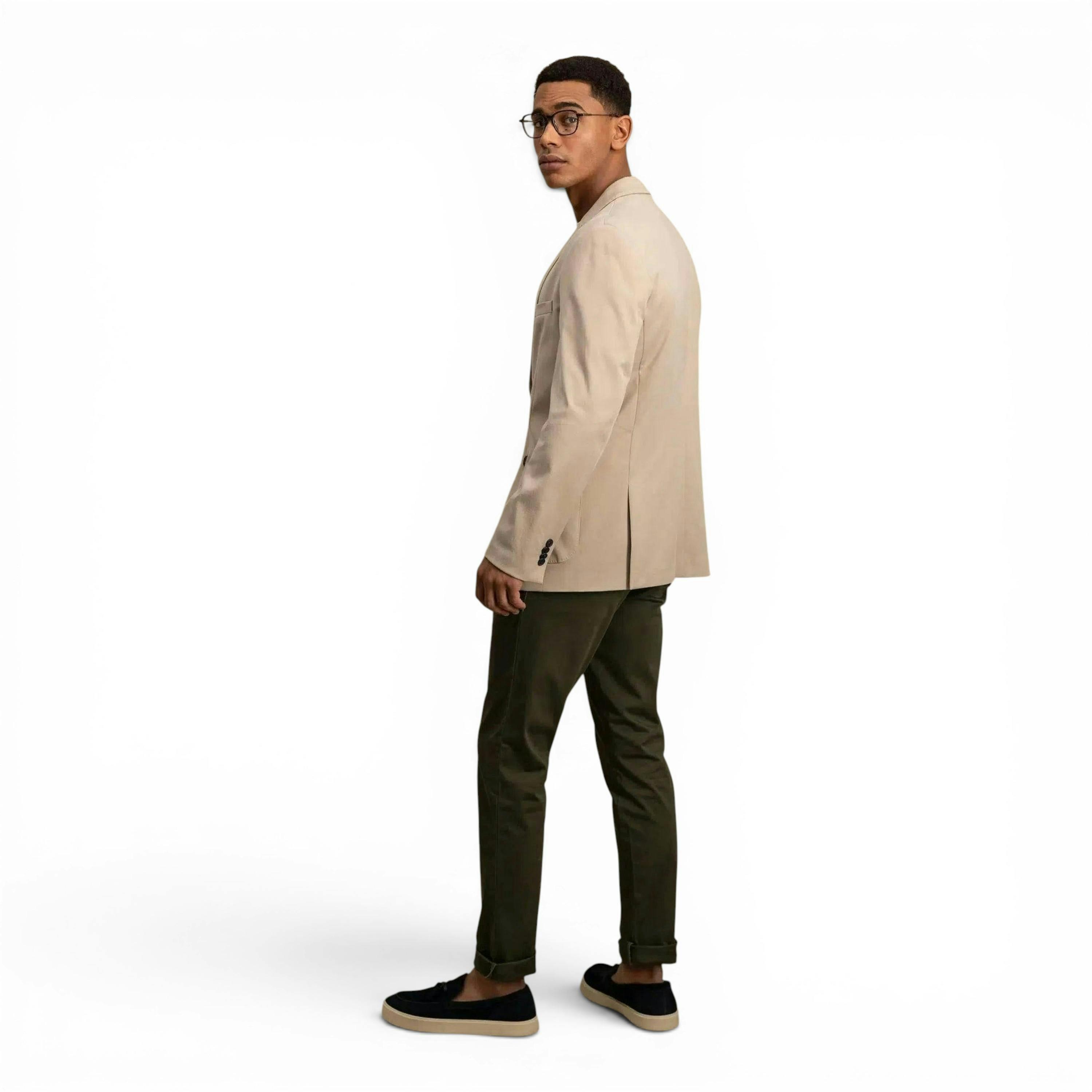 Cotton Twill Blazer Beige , view 3 of 4
