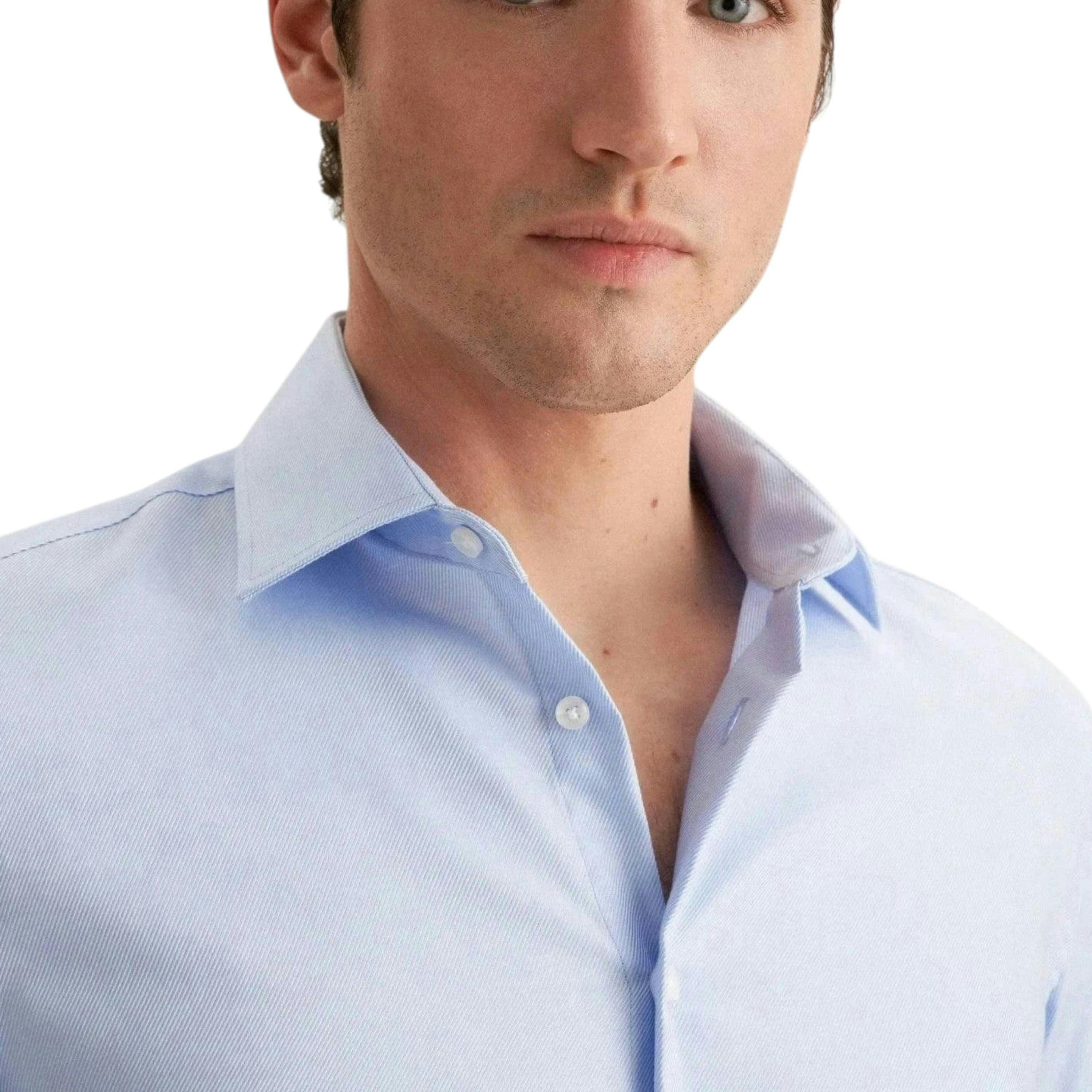 Seidensticker Shaped Fit Easy Iron Kent Collar Business Shirt Light Blue , view 3 of 6
