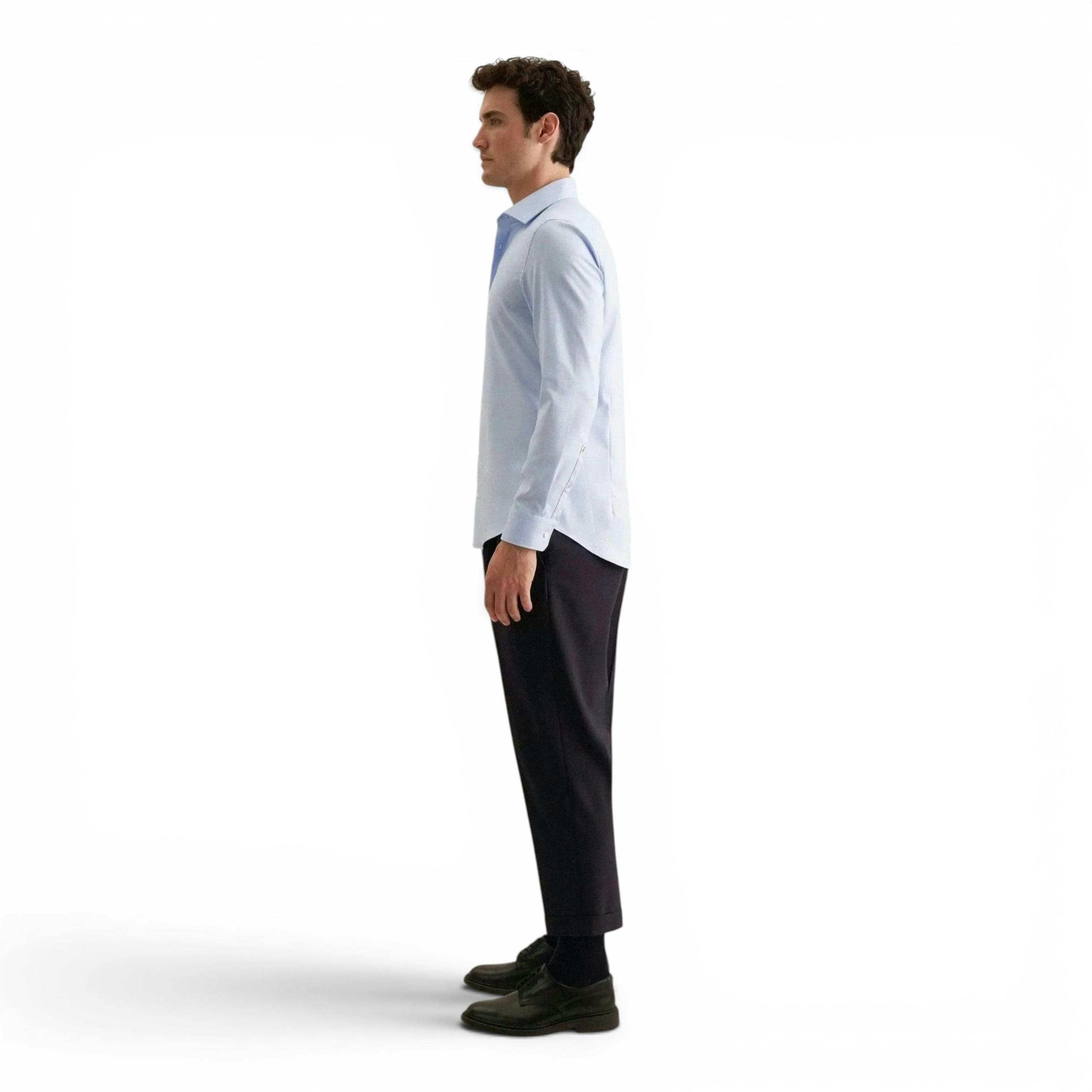 Seidensticker Shaped Fit Easy Iron Kent Collar Business Shirt Light Blue , view 6 of 6