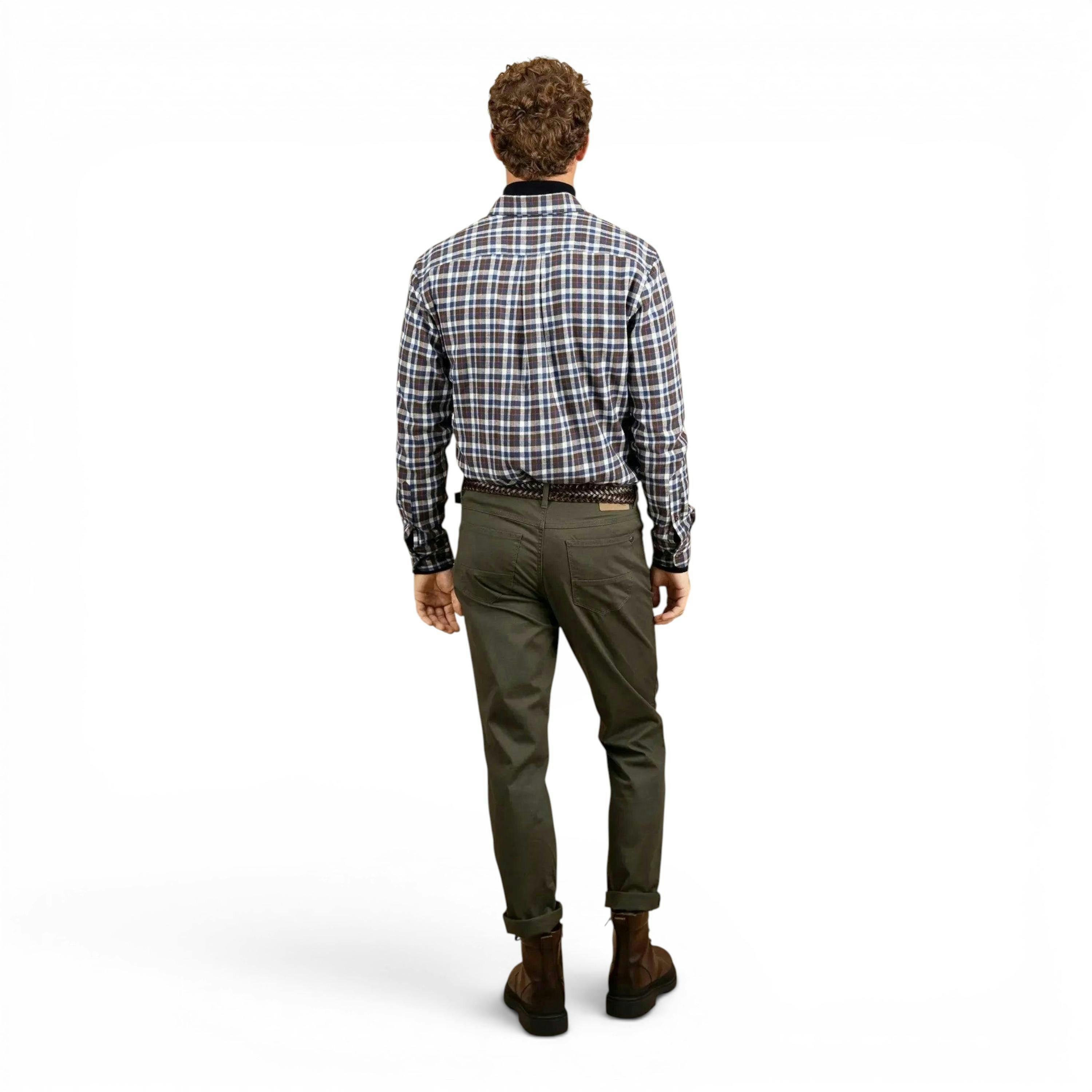 Premium Flannel Check Button Down Shirt Dark Chocolate , view 4 of 5