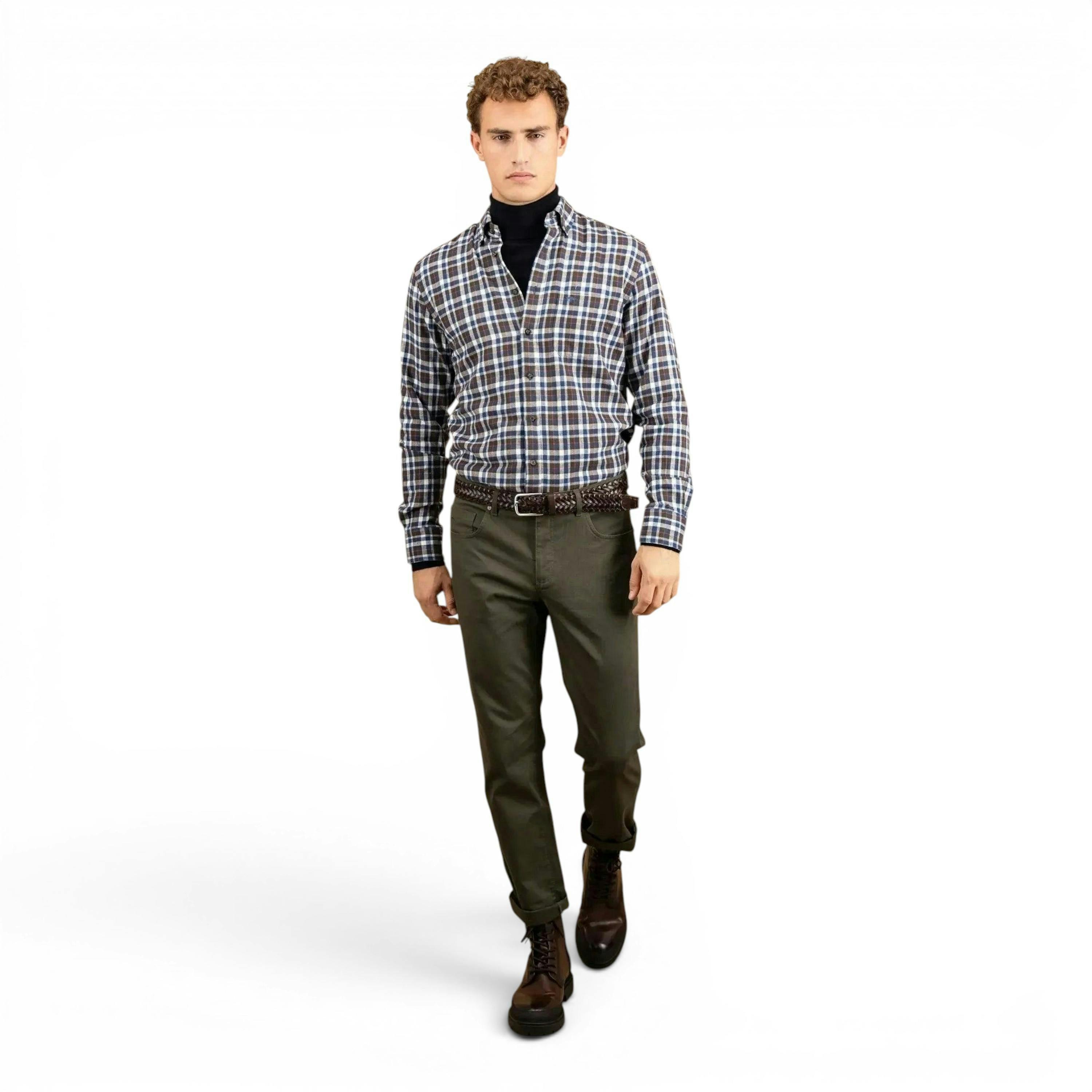 Premium Flannel Check Button Down Shirt Dark Chocolate , view 5 of 5