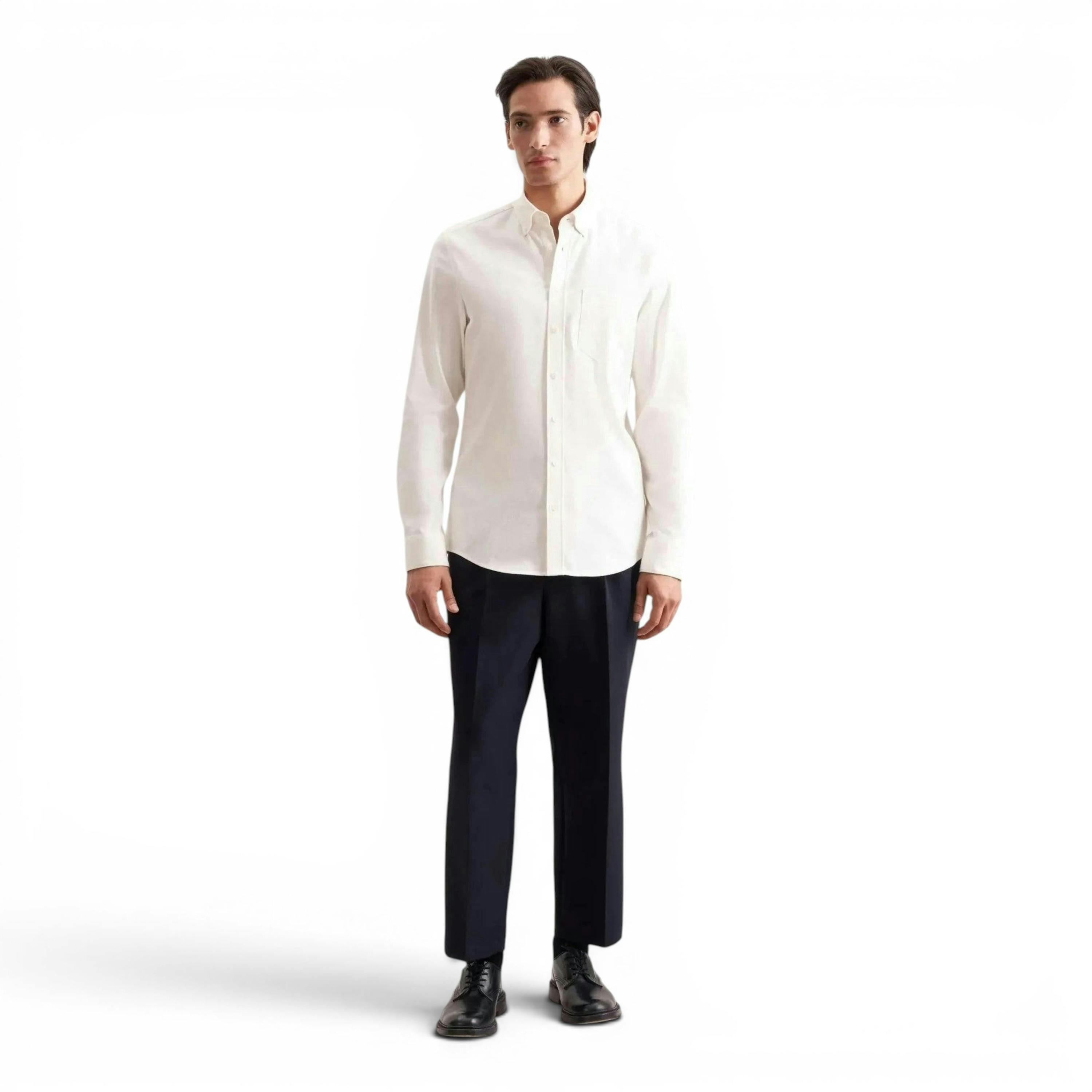 Seidensticker Slim Fit Button Down Flannel Shirt Ecru , view 5 of 6