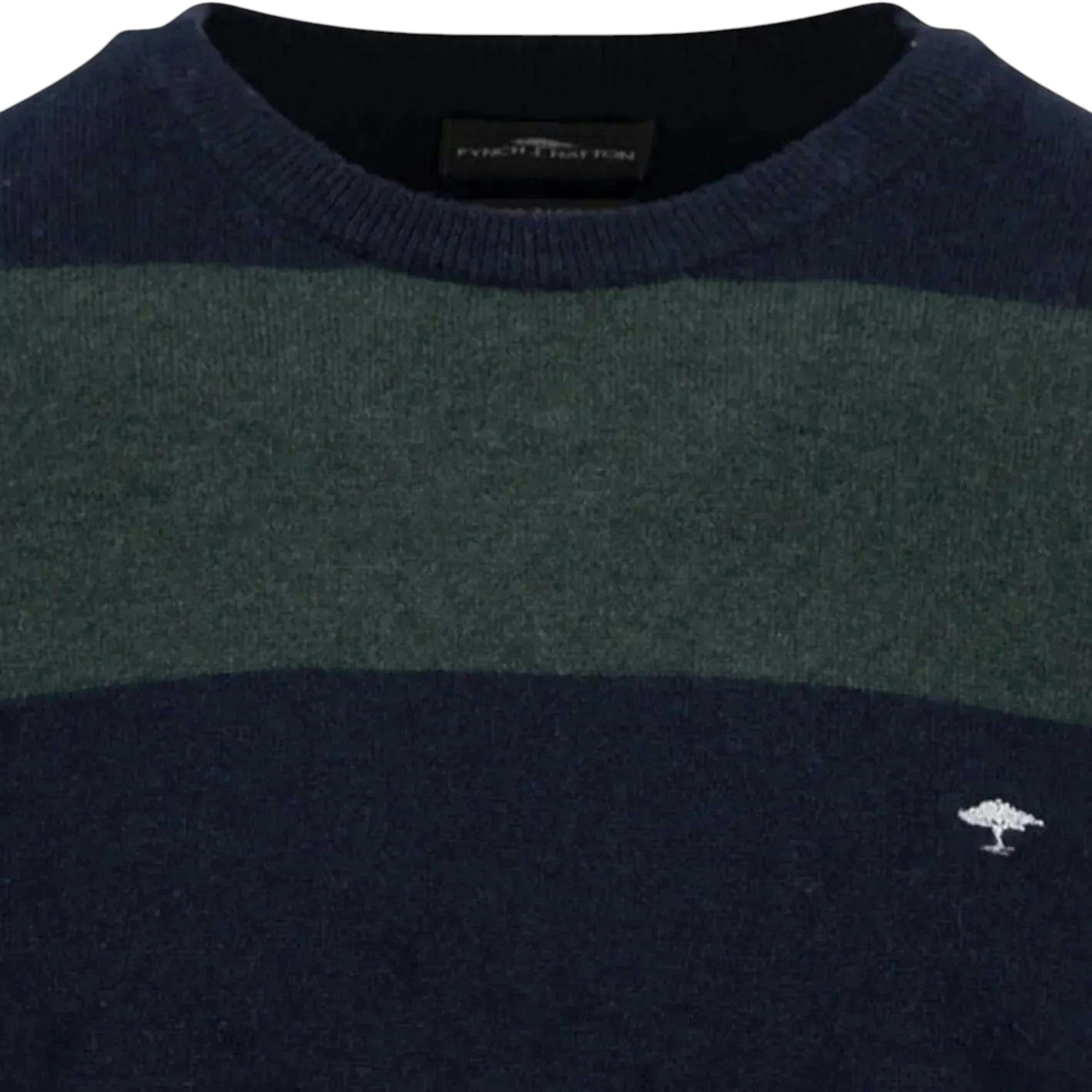 Block Stripe Merino Wool Cashmere Crewneck Knit Navy , view 3 of 3