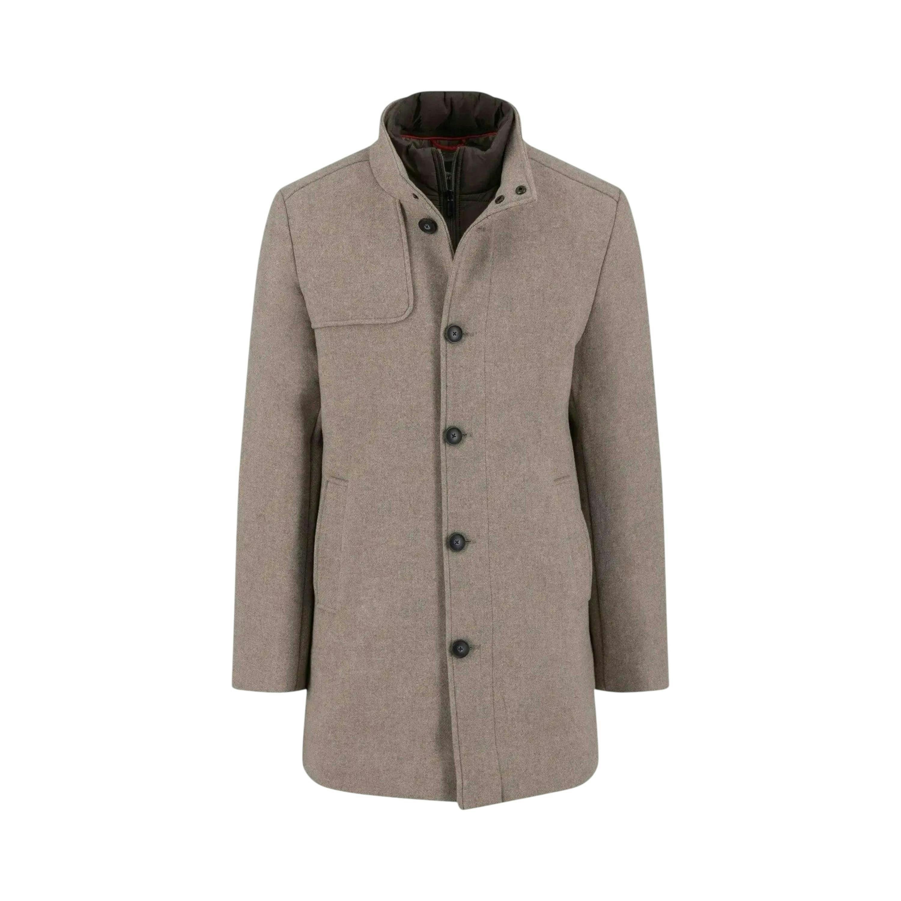 Standcollar Insert Wool Mix Coat Sand , view 1 of 3